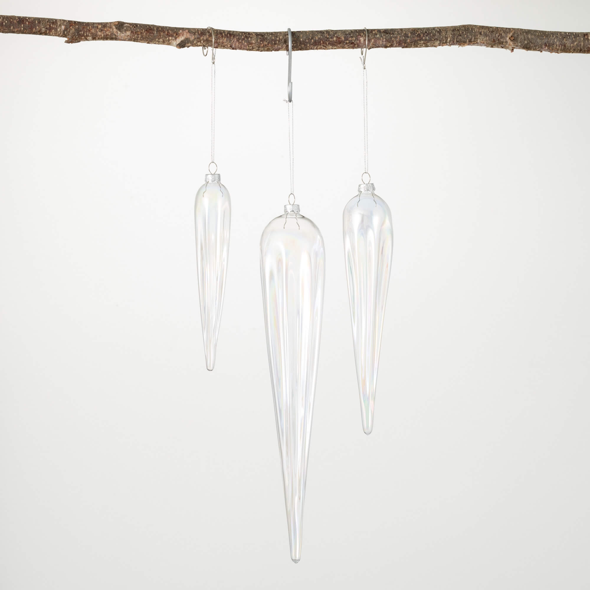 CLEAR GLASS ICICLE ORNAMENTS 3