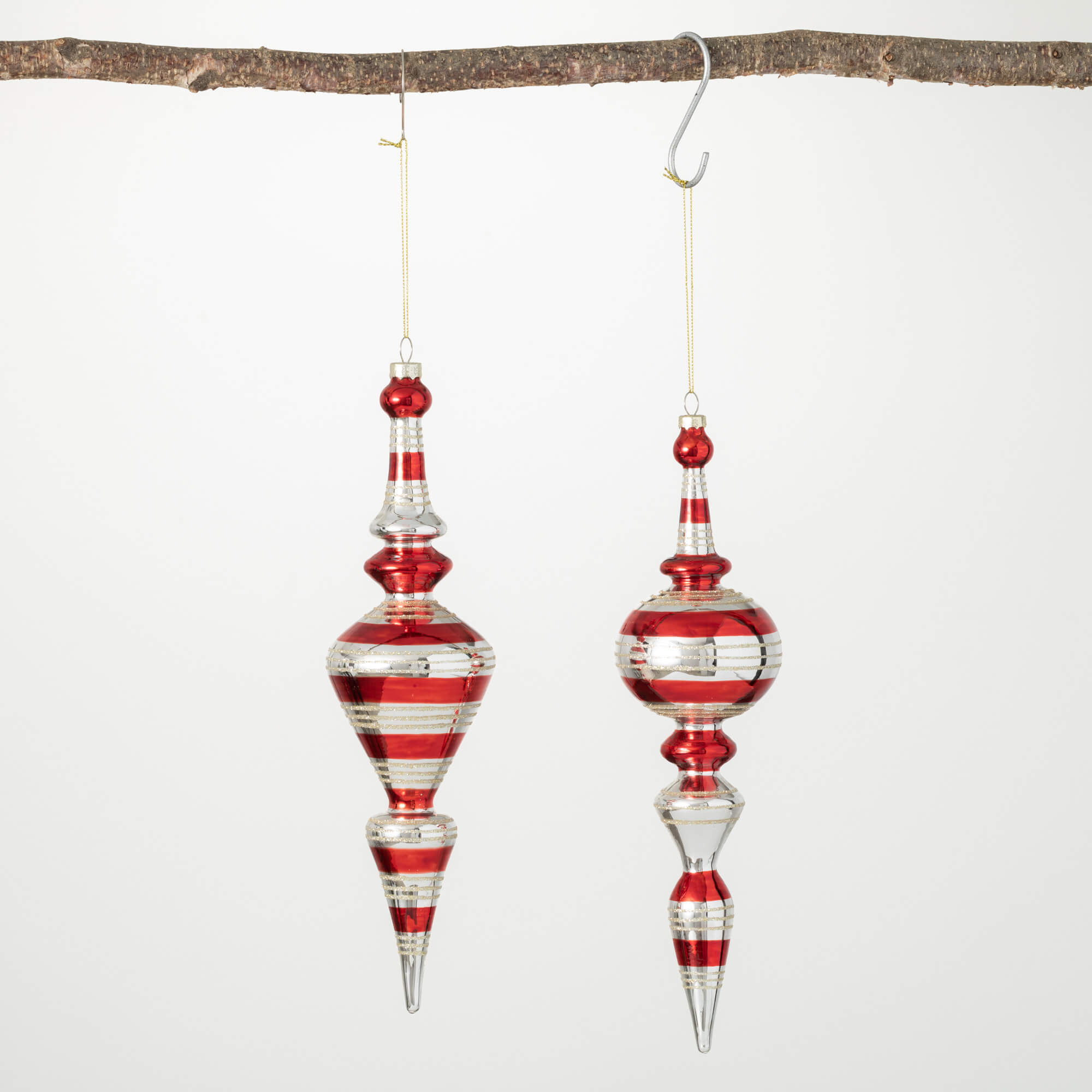 RED FINIAL ORNAMENT SET OF 2