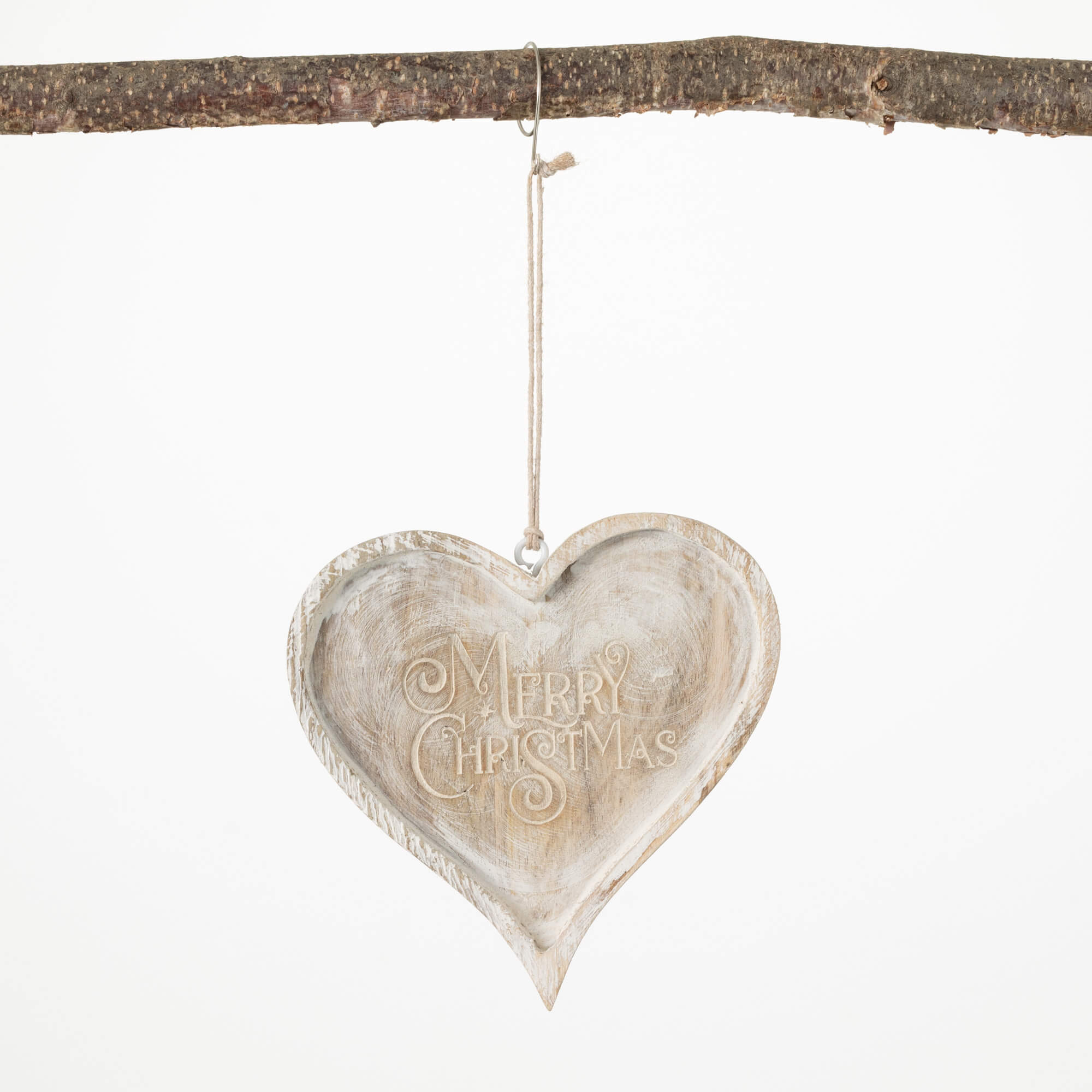 WHITEWASHED HEART ORNAMENT