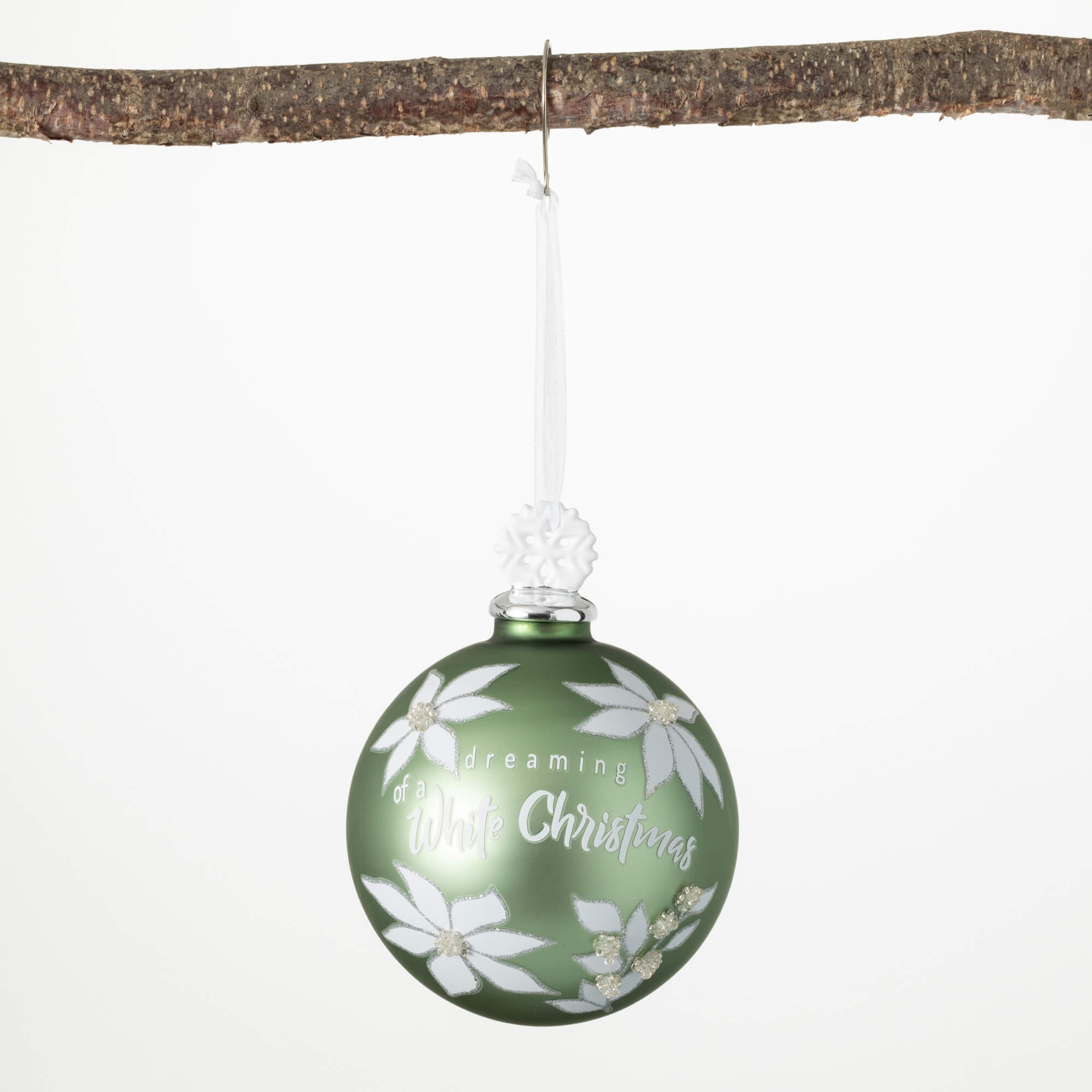 WHITE CHRISTMAS BALL ORNAMENT