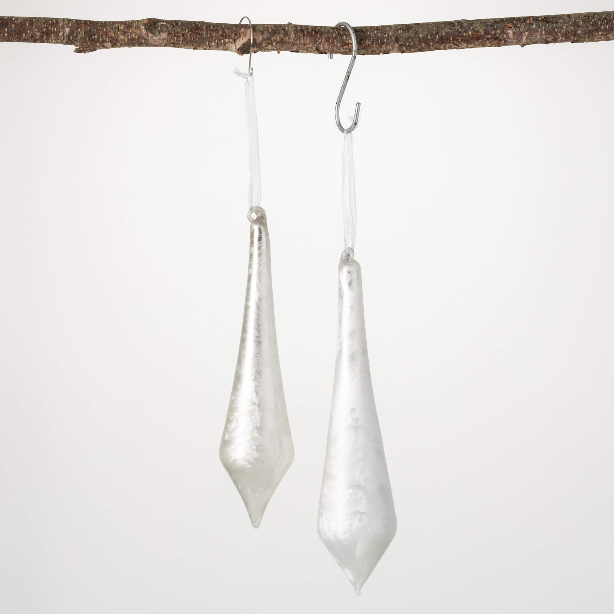 SILVER TEXTURED DROP ORNAMENTS