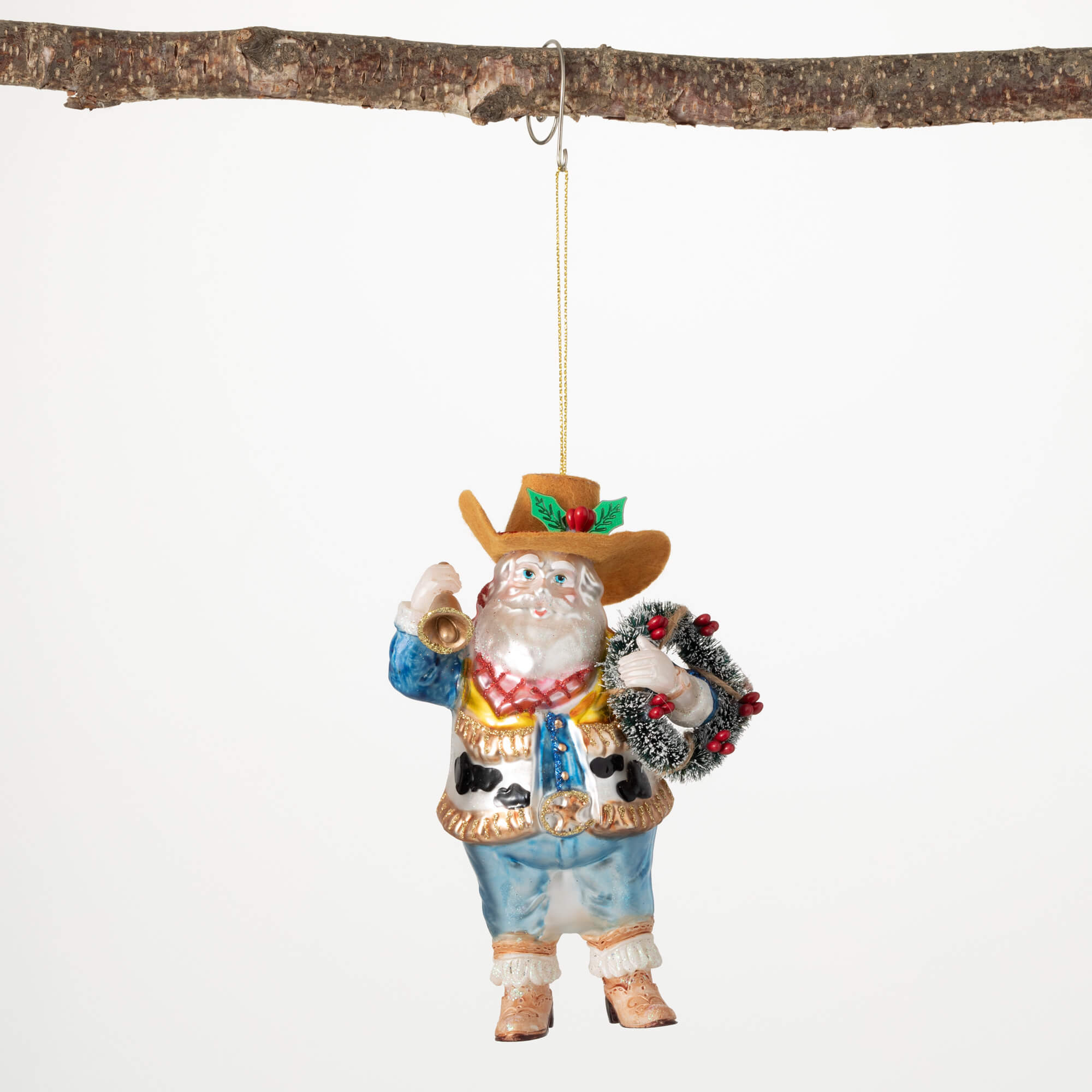 COWBOY SANTA ORNAMENT