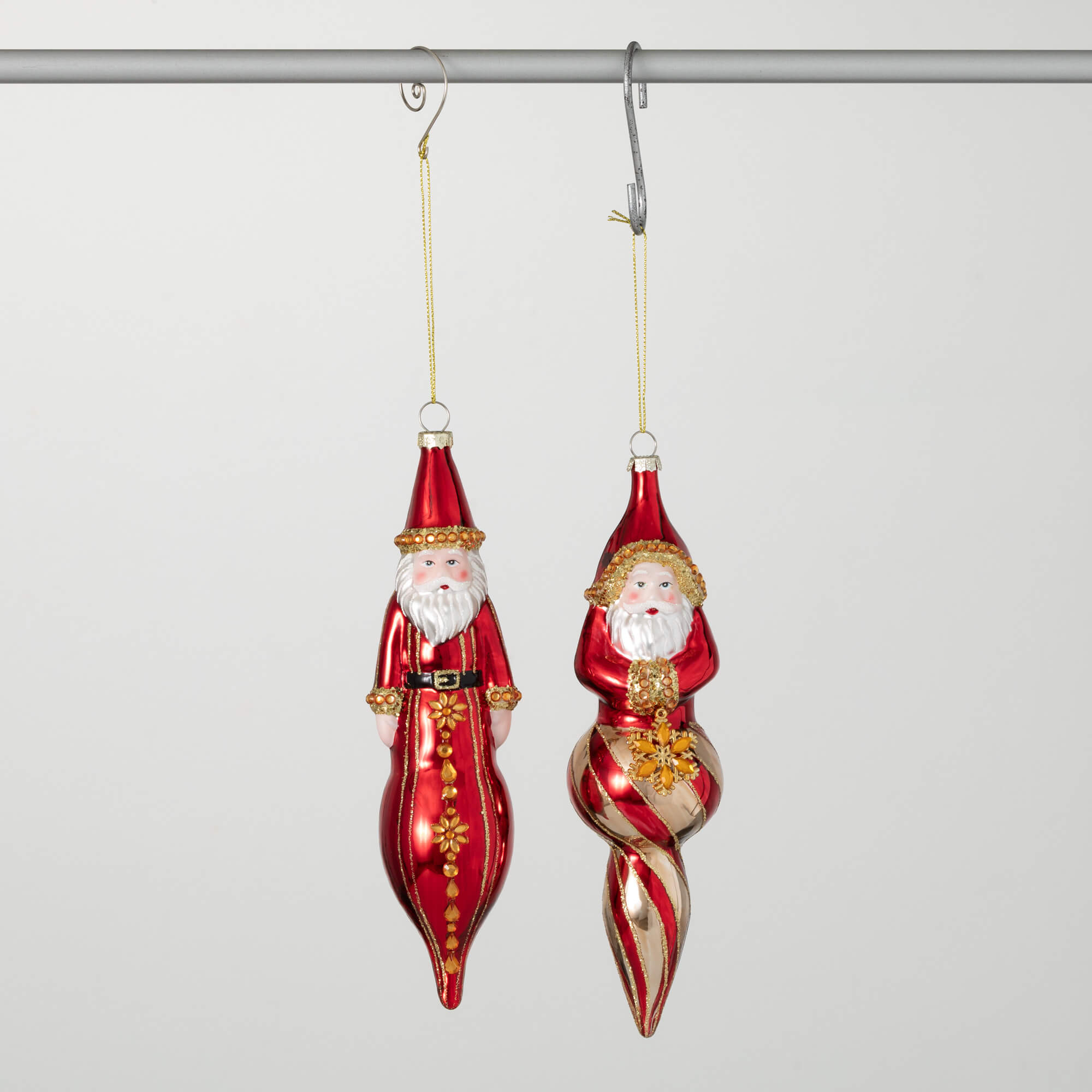 WHIMSICAL GLASS SANTA FINIALS