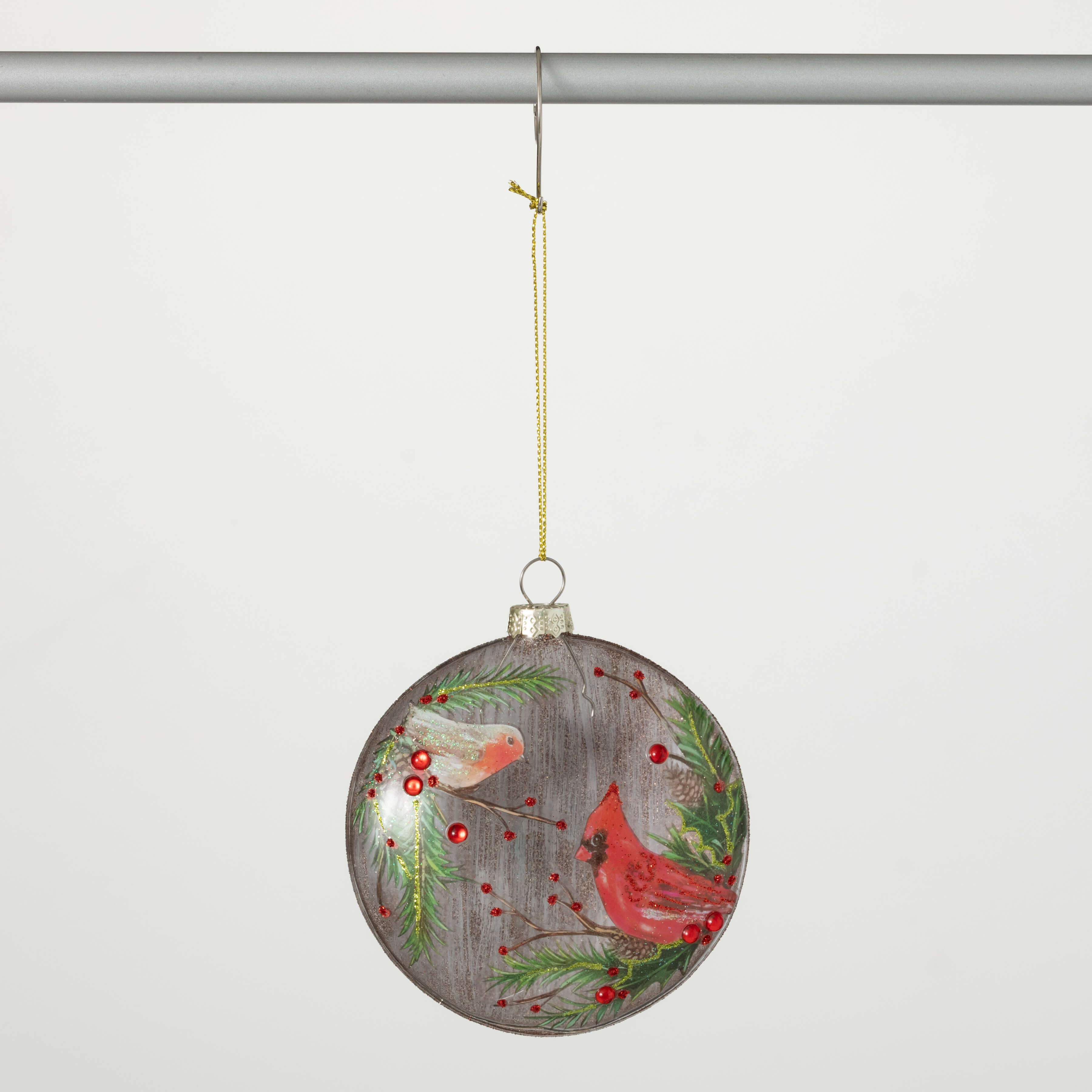 PAINTED CARDINAL BALL ORNAMENT