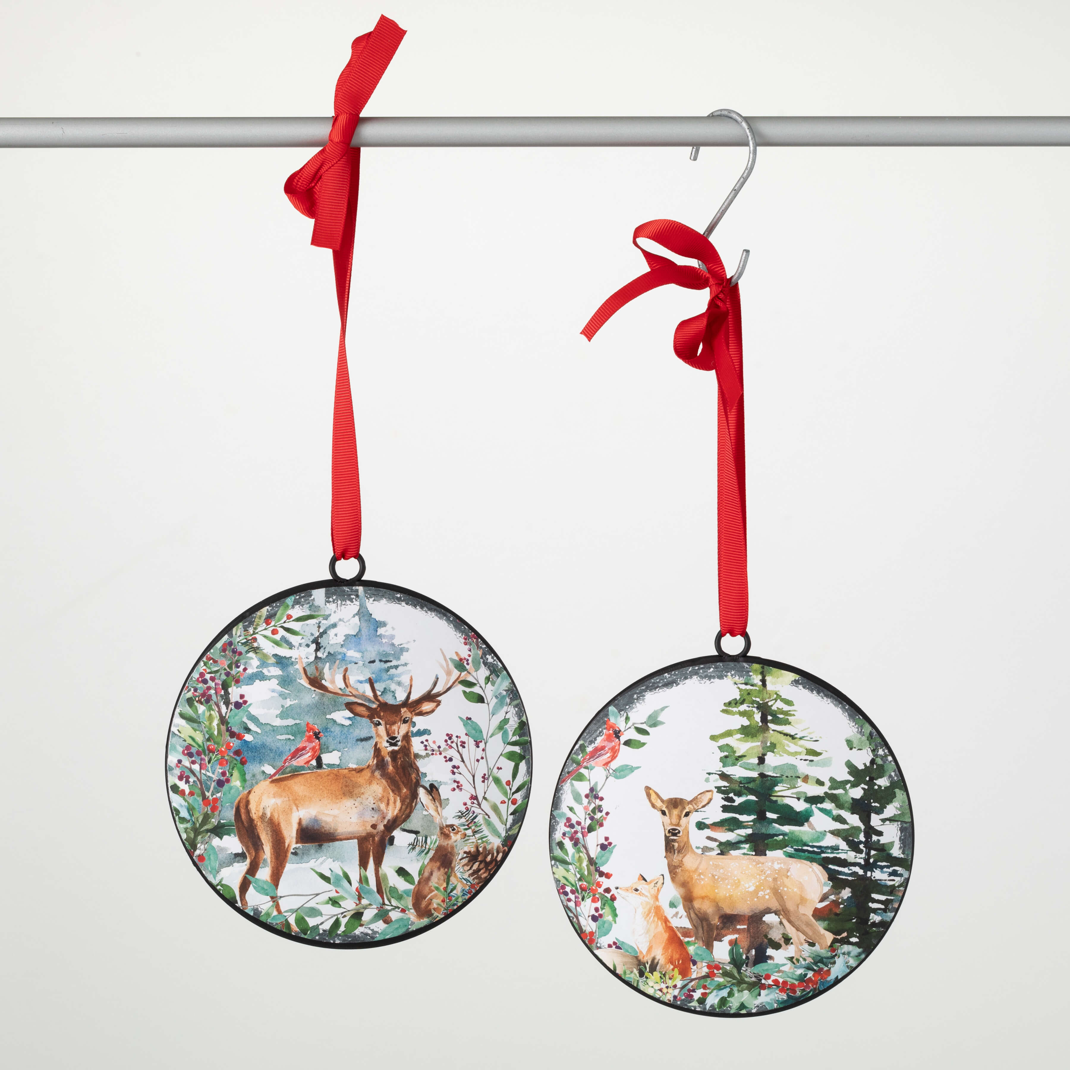 RUSTIC DEER DISC ORNAMENT SET