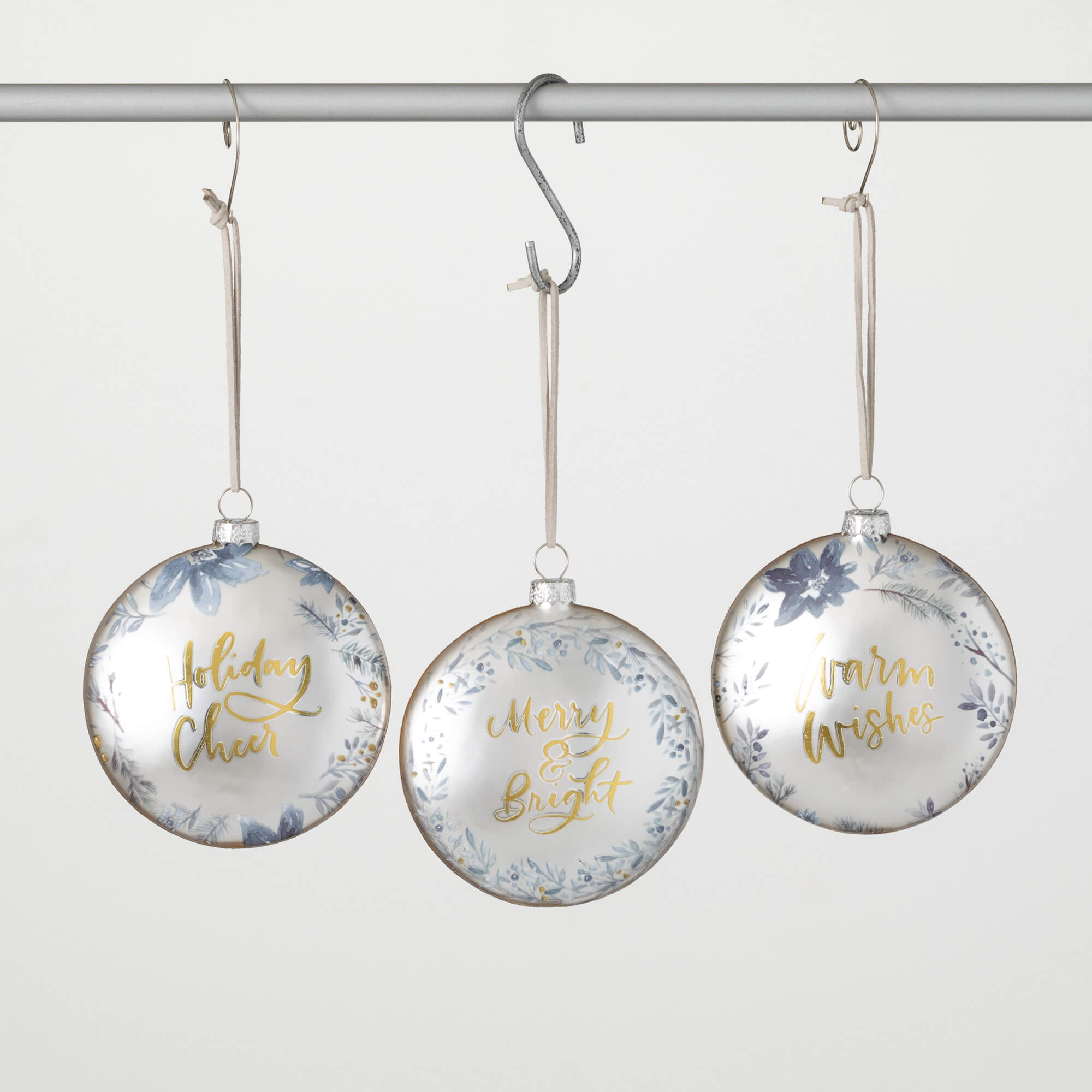 CHRISTMAS TEXT BALL ORNAMENTS