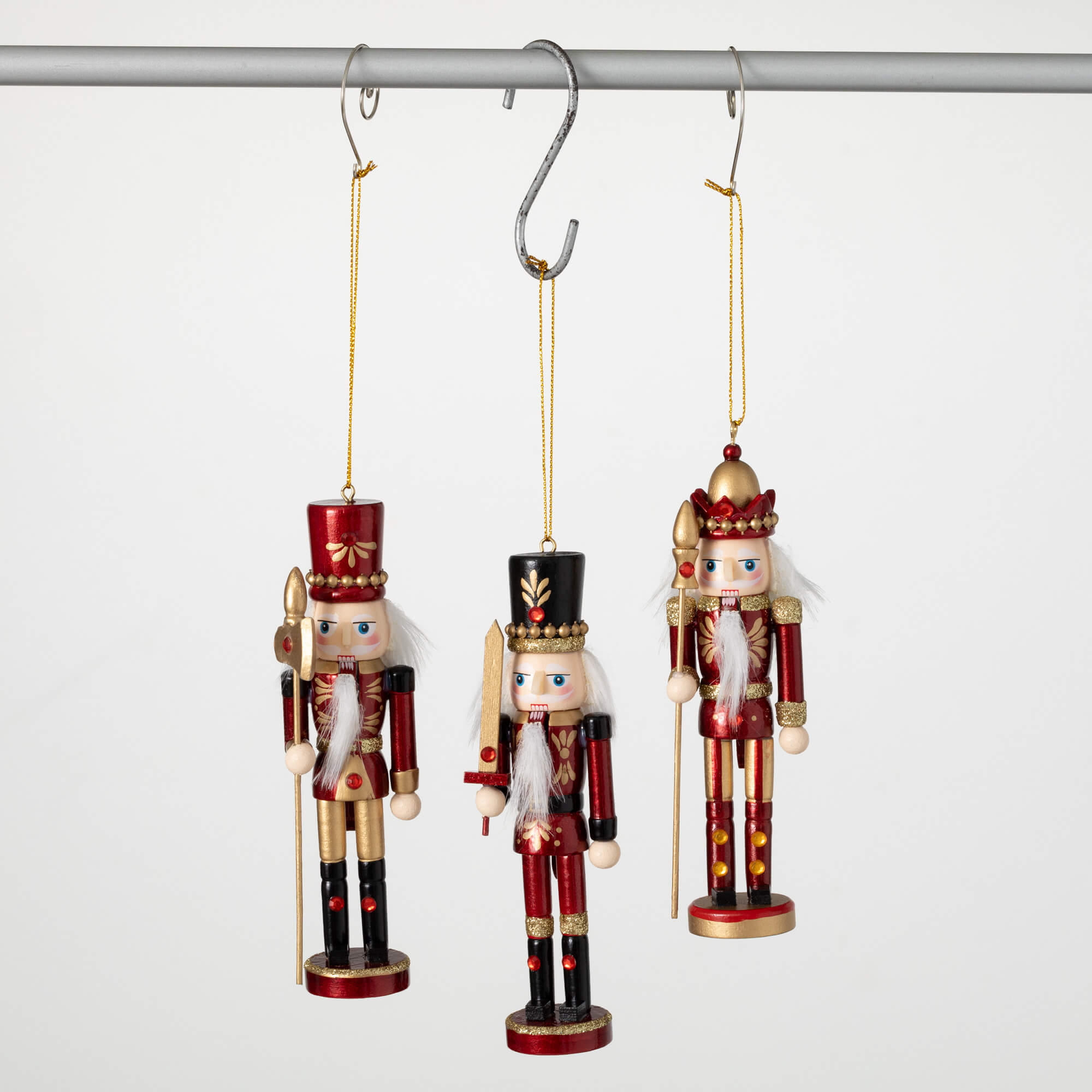 RED NUTCRACKER ORNAMENT TRIO