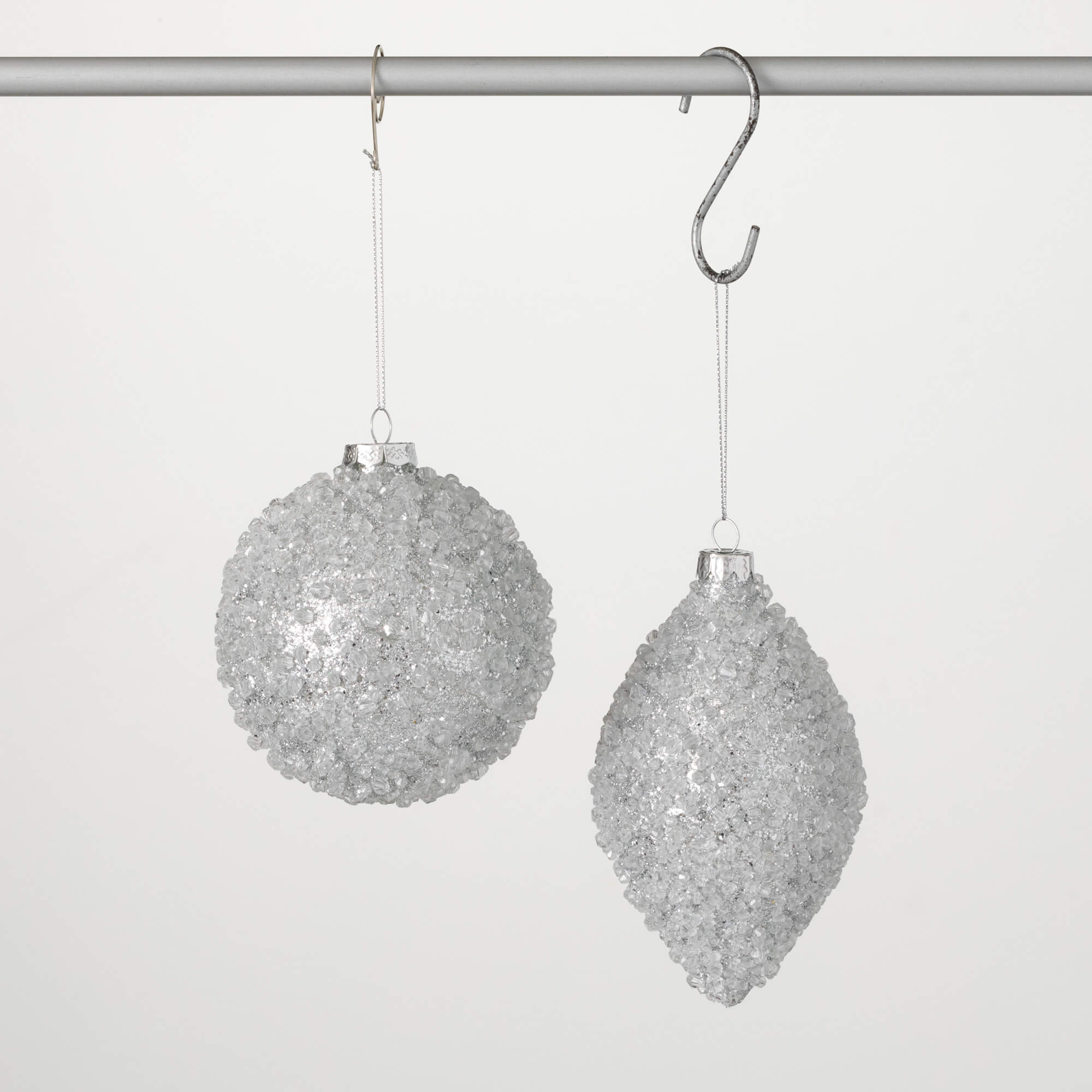 GRAY ICE BEADED ORNAMENT SET