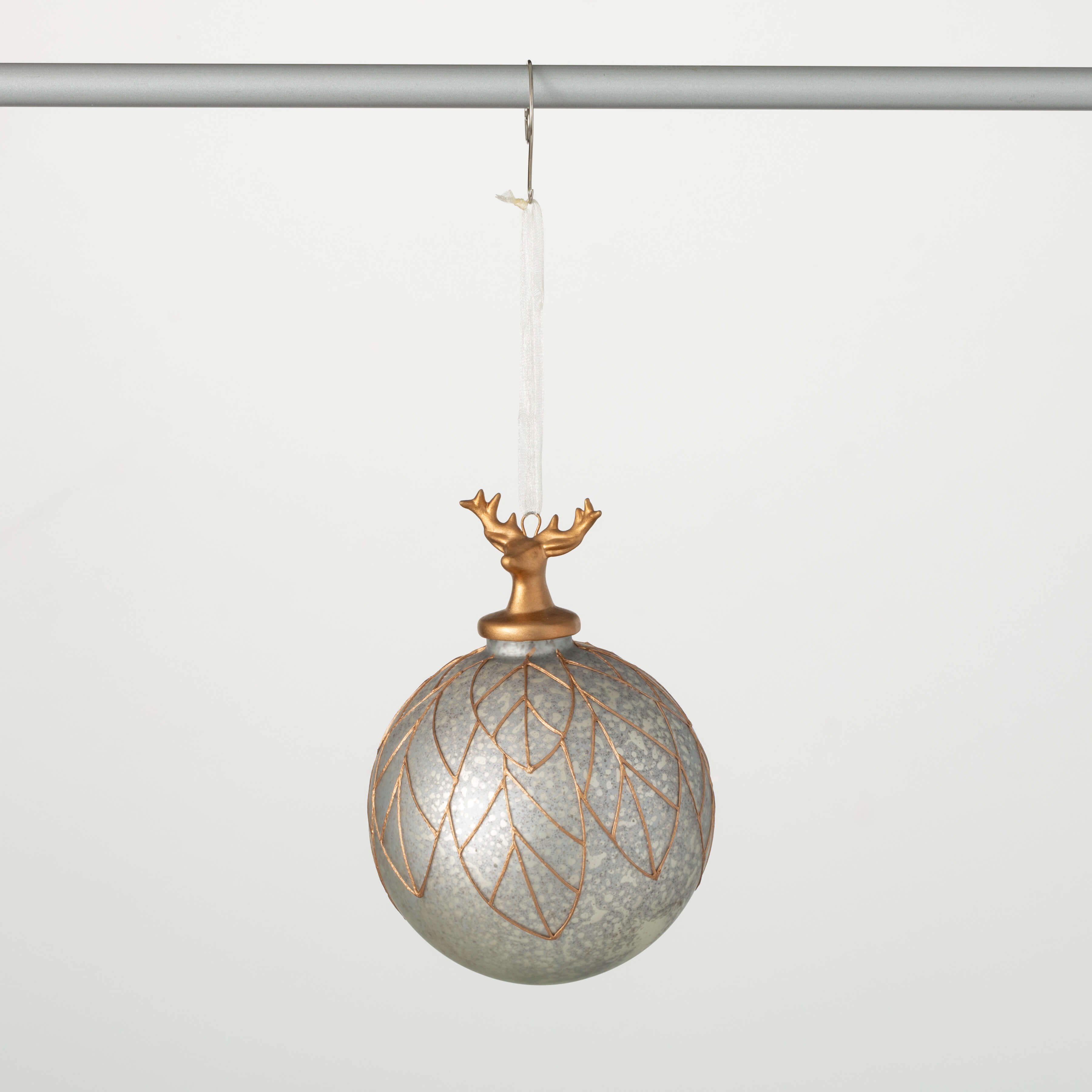 SILVER GOLD DEER BALL ORNAMENT