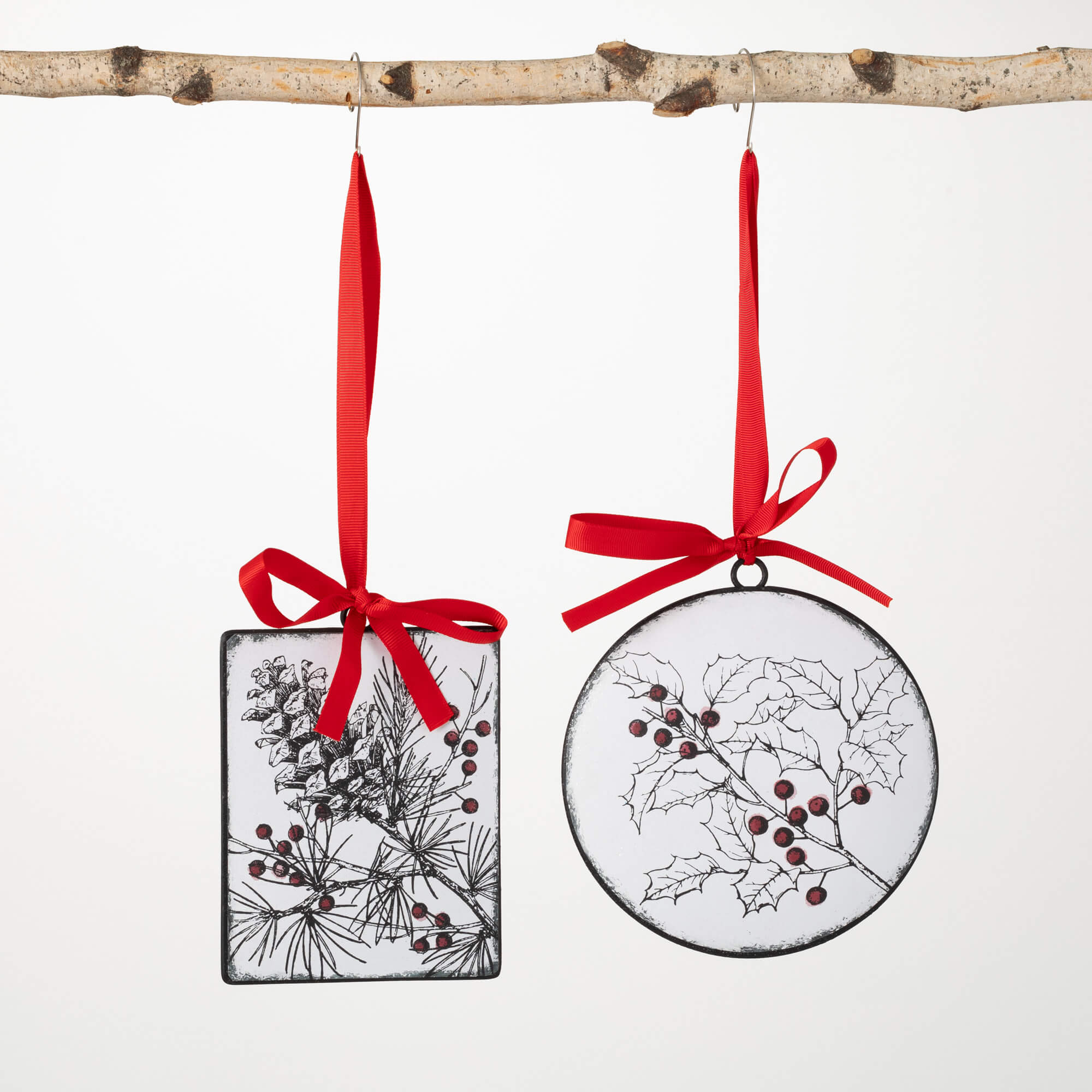 PINE & HOLLY METAL ORNAMENTS 2