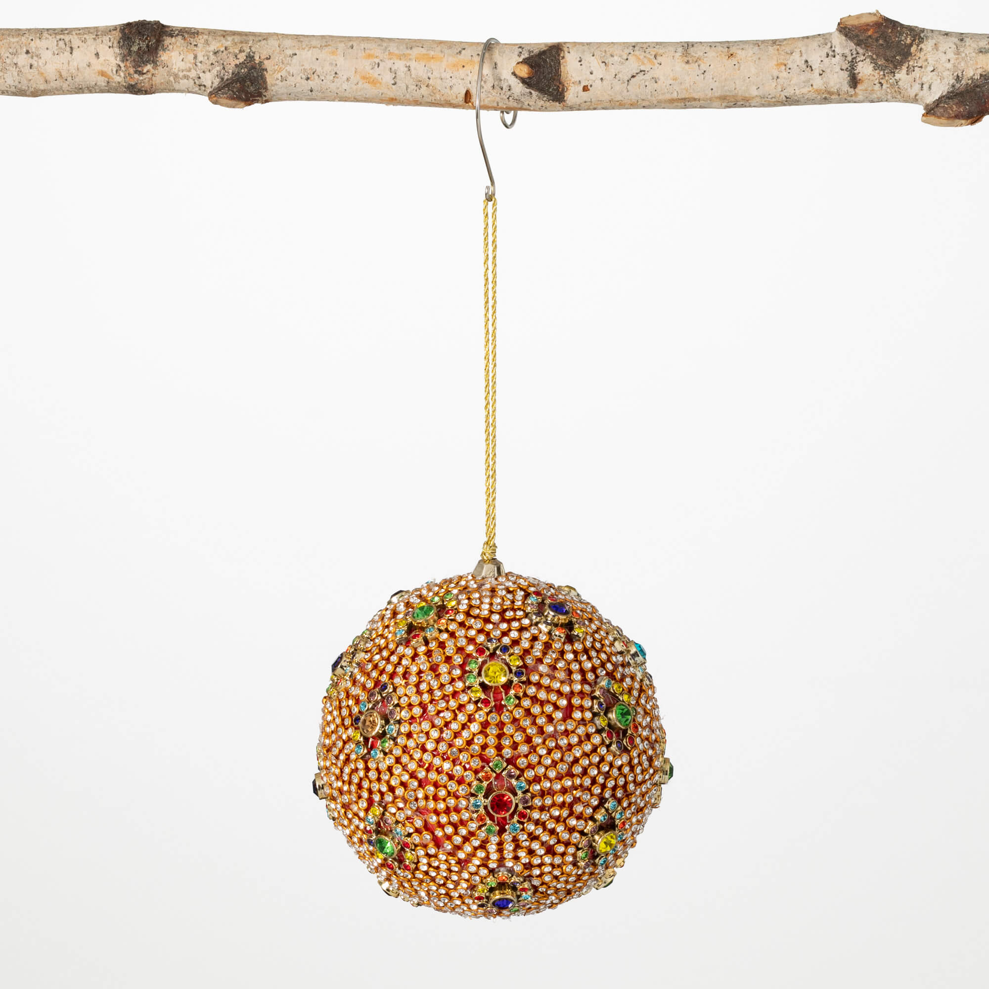 COLORED JEWELED BALL ORNAMENT