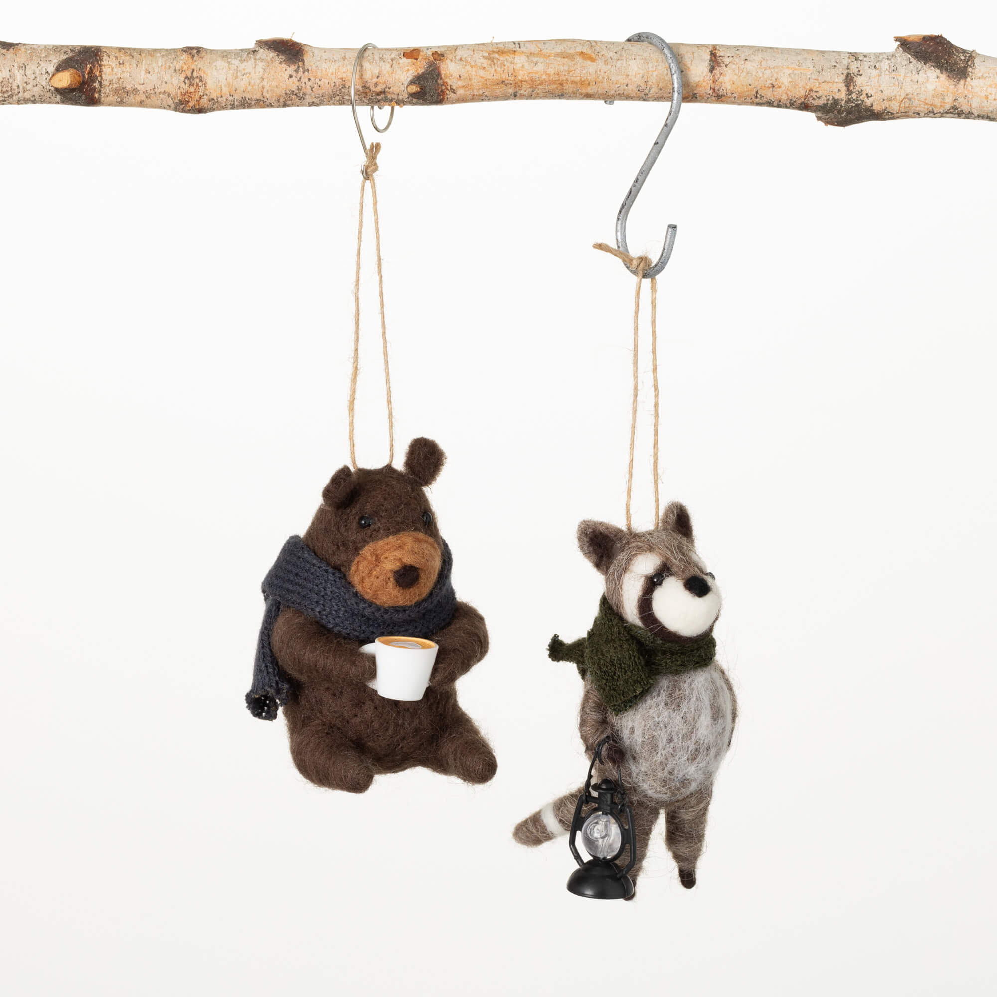 FELT BEAR & RACOON ORNAMENT SE