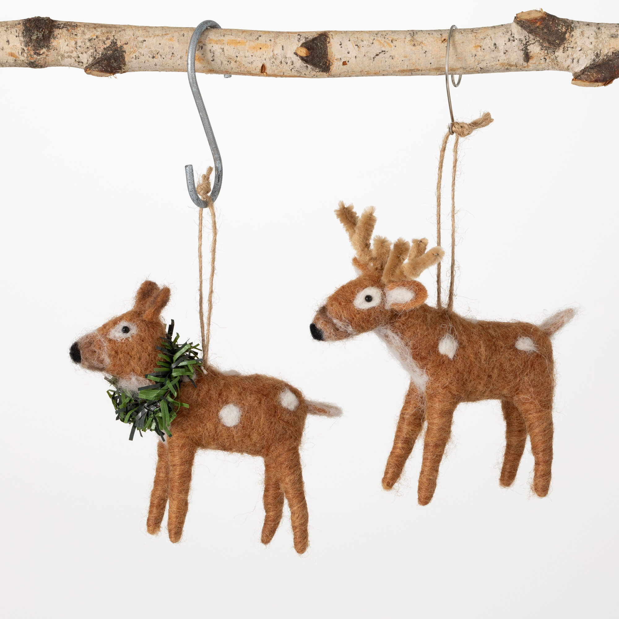 FELT DEER ORNAMENT SET 2