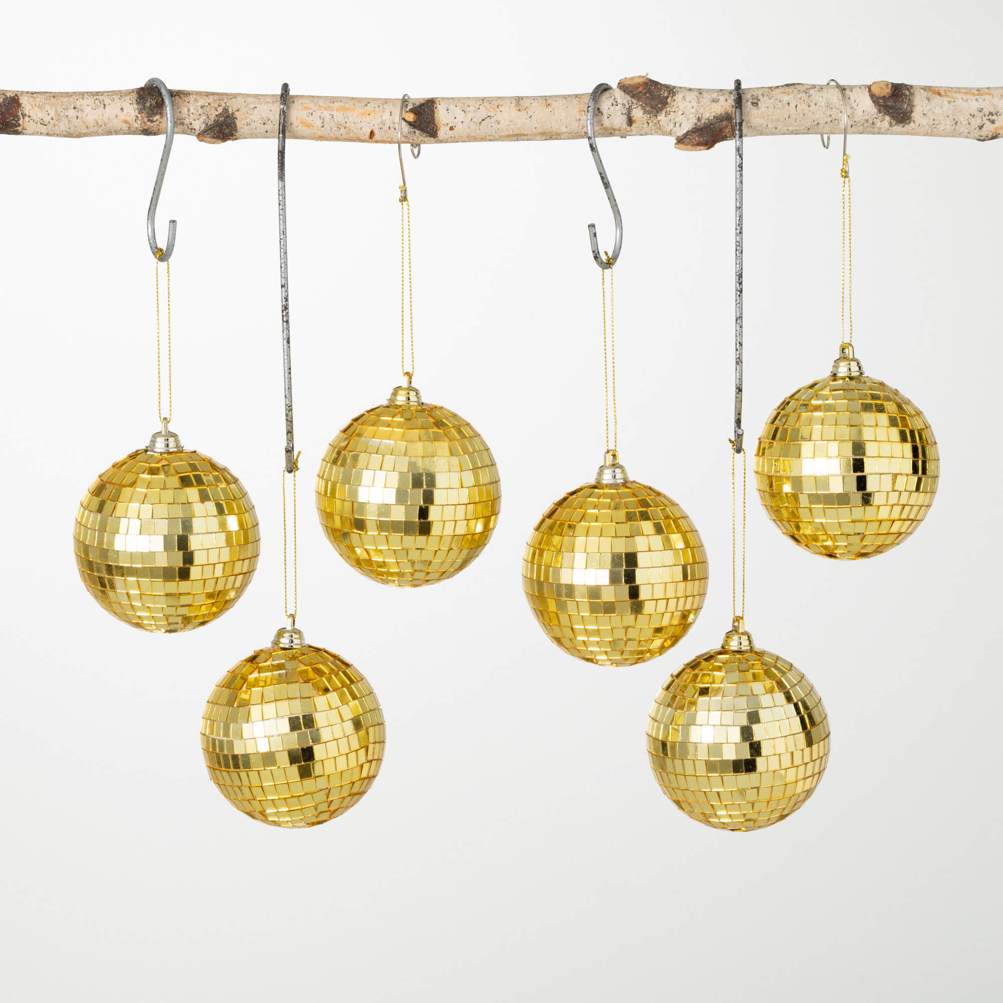 GOLD DISCO BALL ORNAMENT SET 6