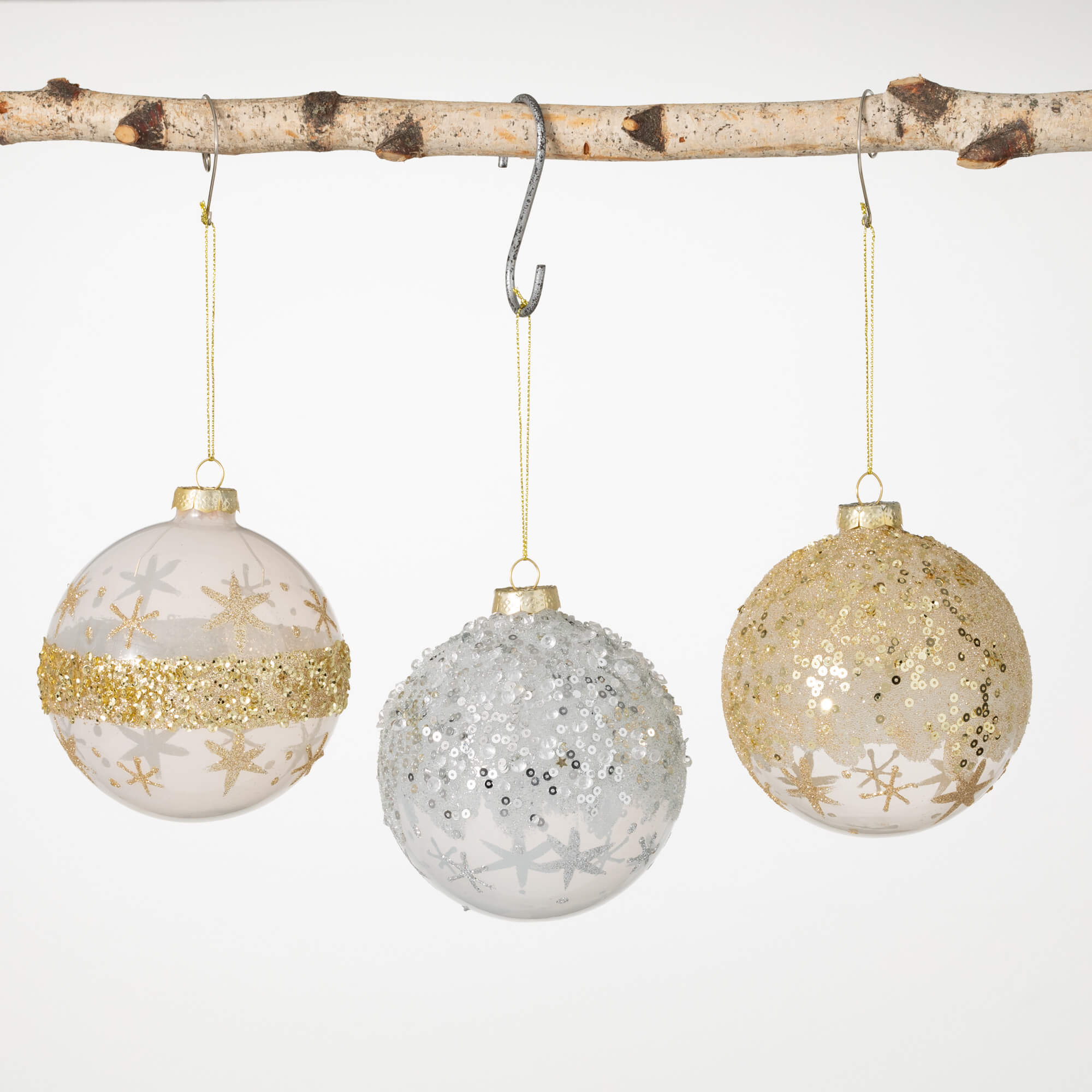 GLITTERED STAR BALL ORNAMENTS