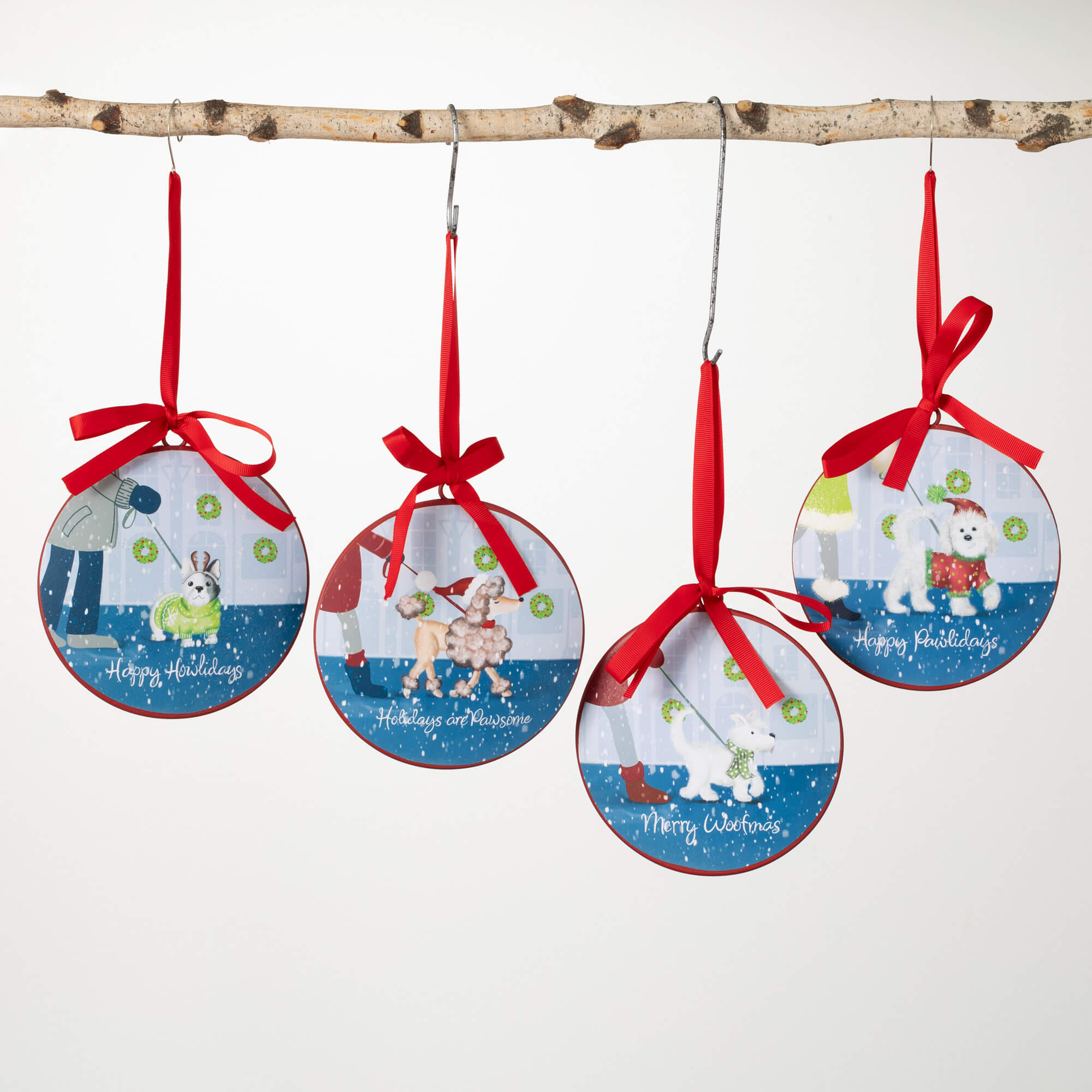 HOWLIDAYS DOG ORNAMENT SET 4