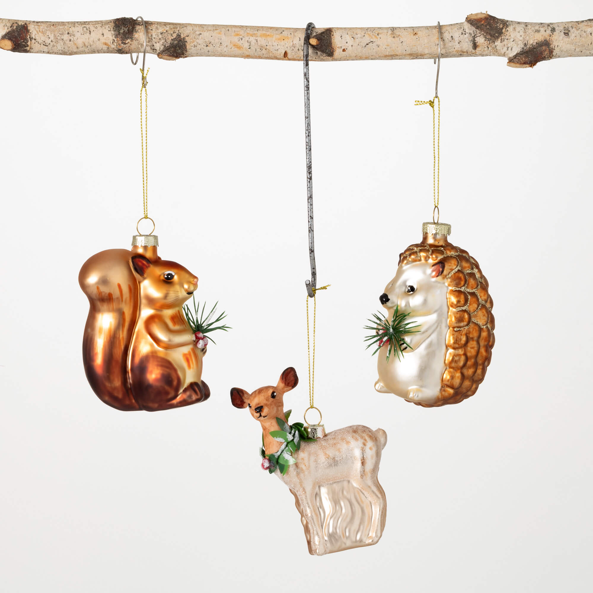 ANIMAL GLASS ORNAMENT SET 3