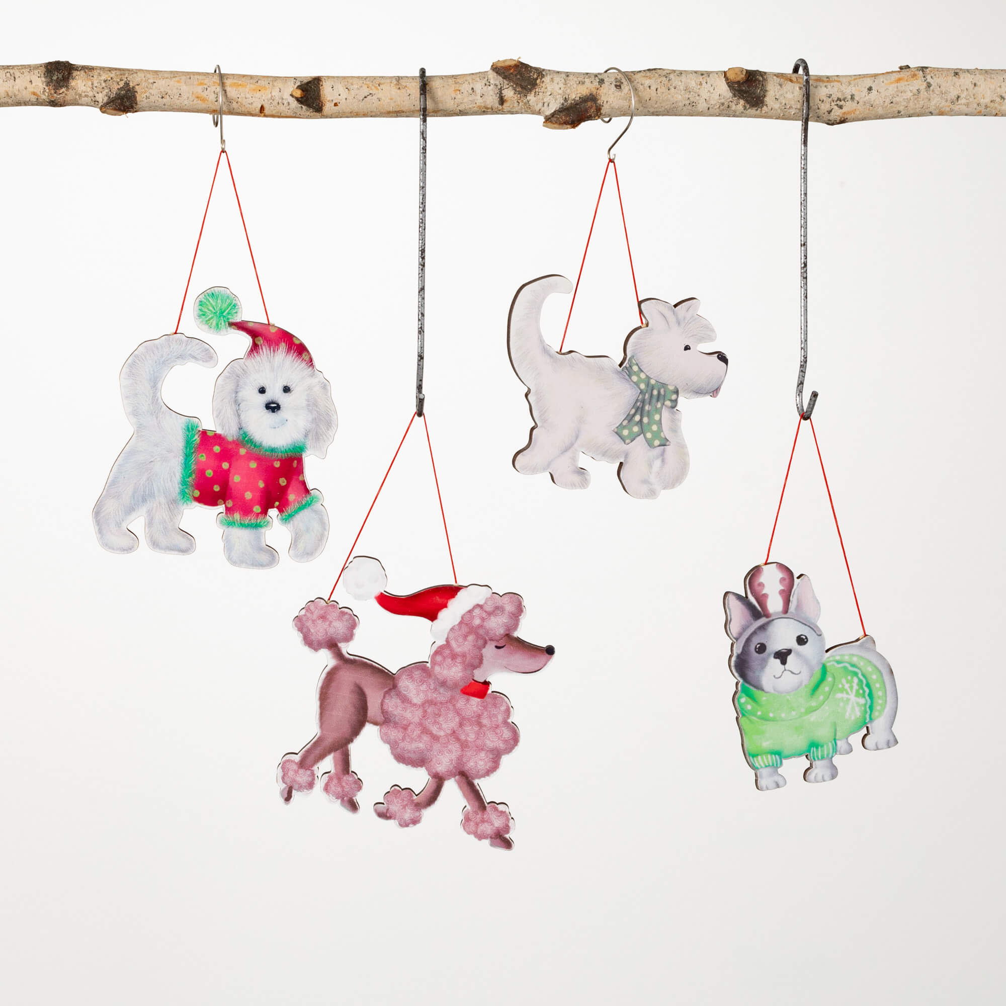 HOLIDAY DOGS ORNAMENT SET 4