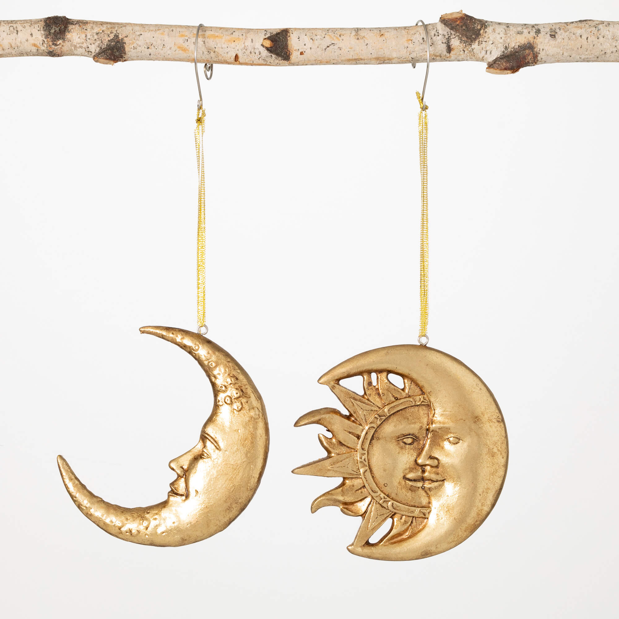 GOLD SUN MOON ORNAMENT SET 2