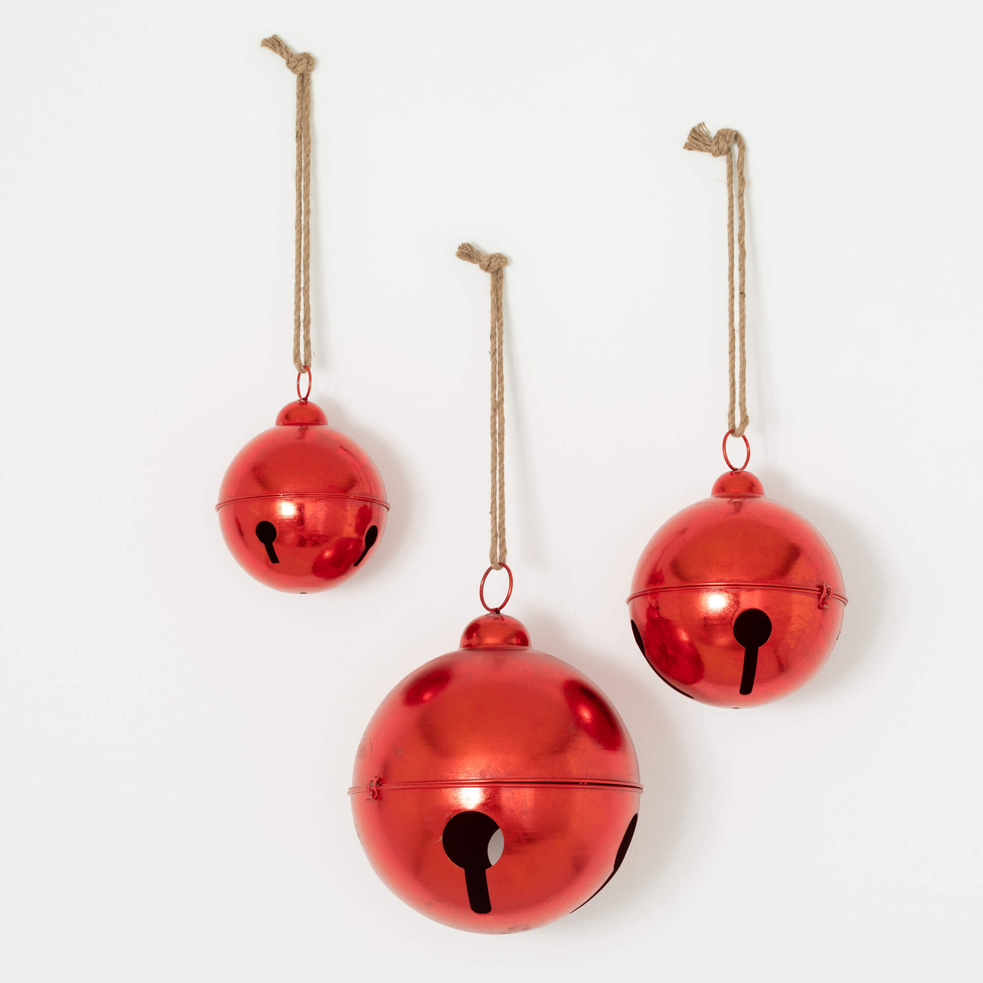 RED JINGLE BELL ORNAMENTS SET