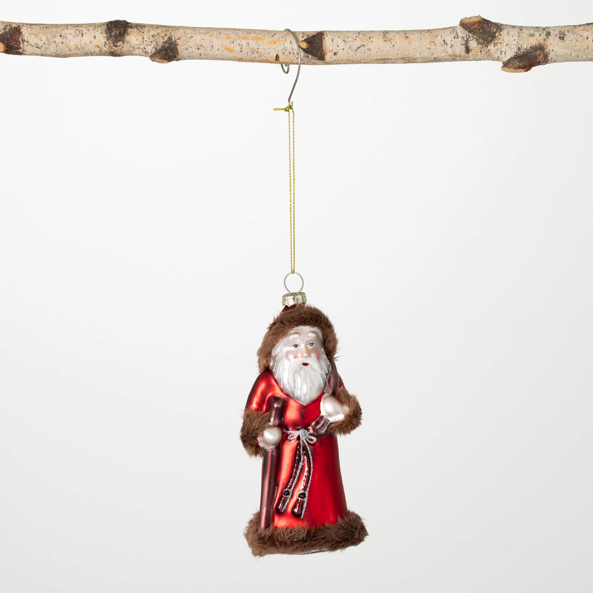 HOODED SANTA GLASS ORNAMENT