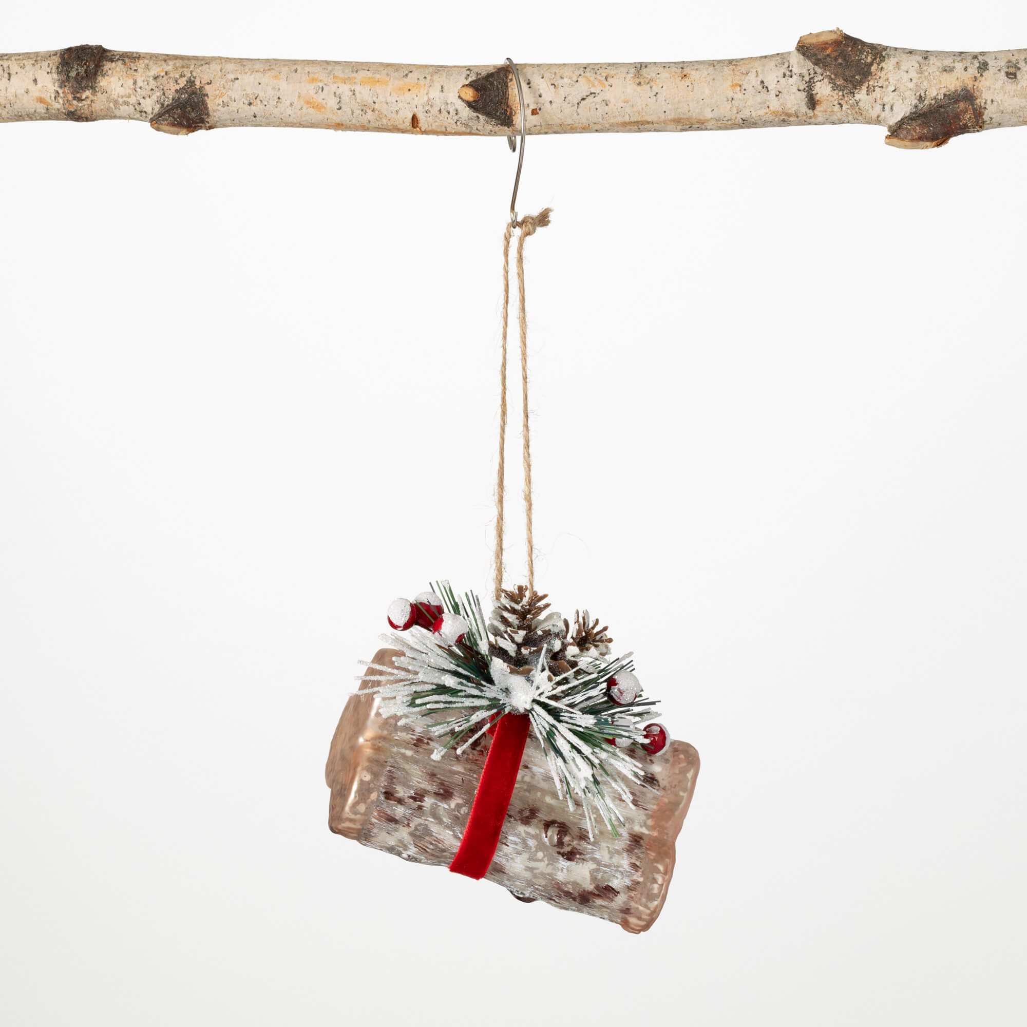 YULE LOGS GLASS ORNAMENT