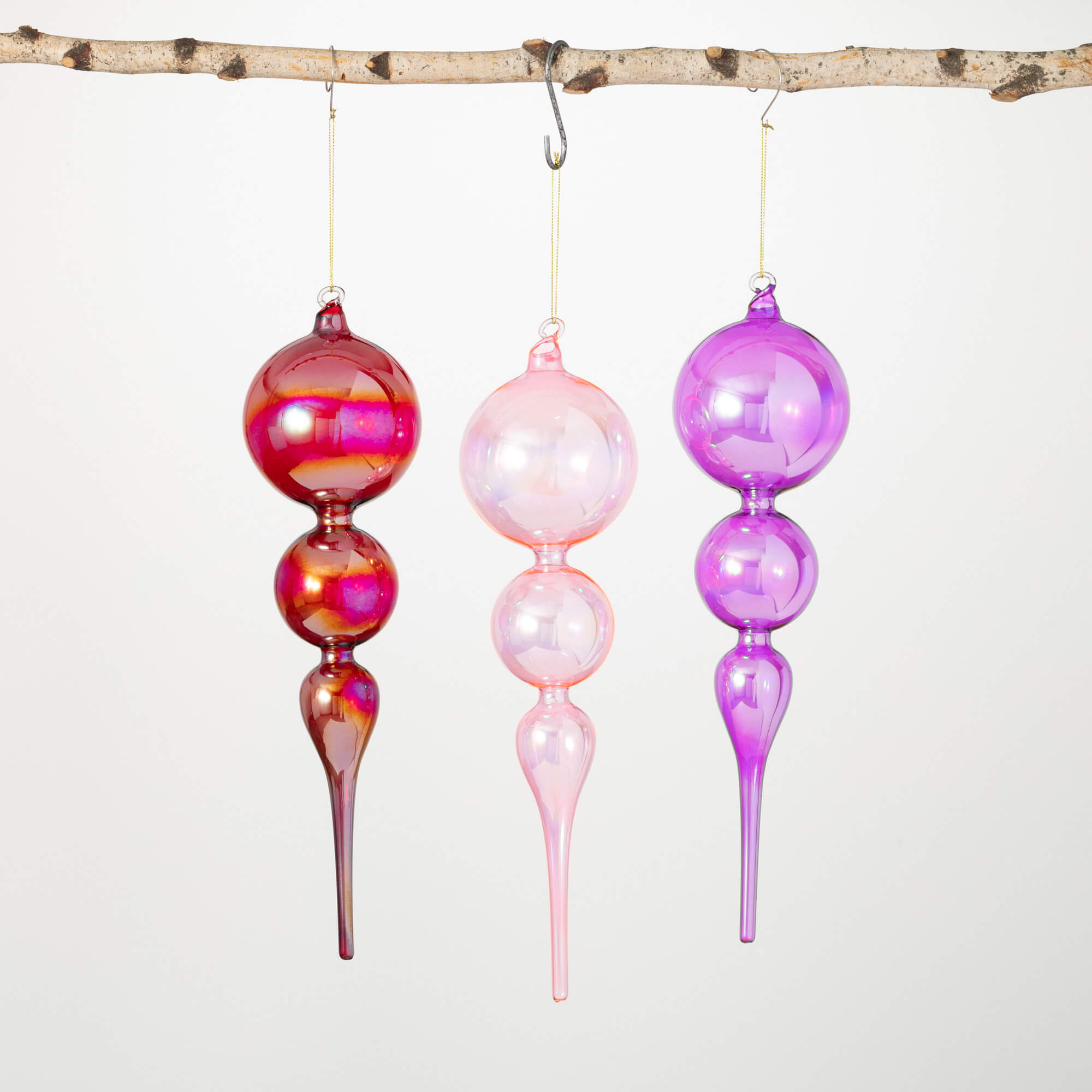 PINK FINIAL GLASS ORNAMENT SET