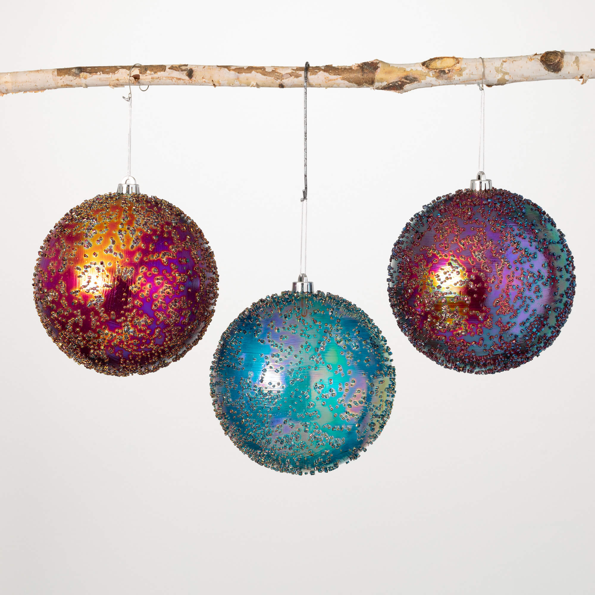 8" LUSTER BALL ORNAMENT SET OF