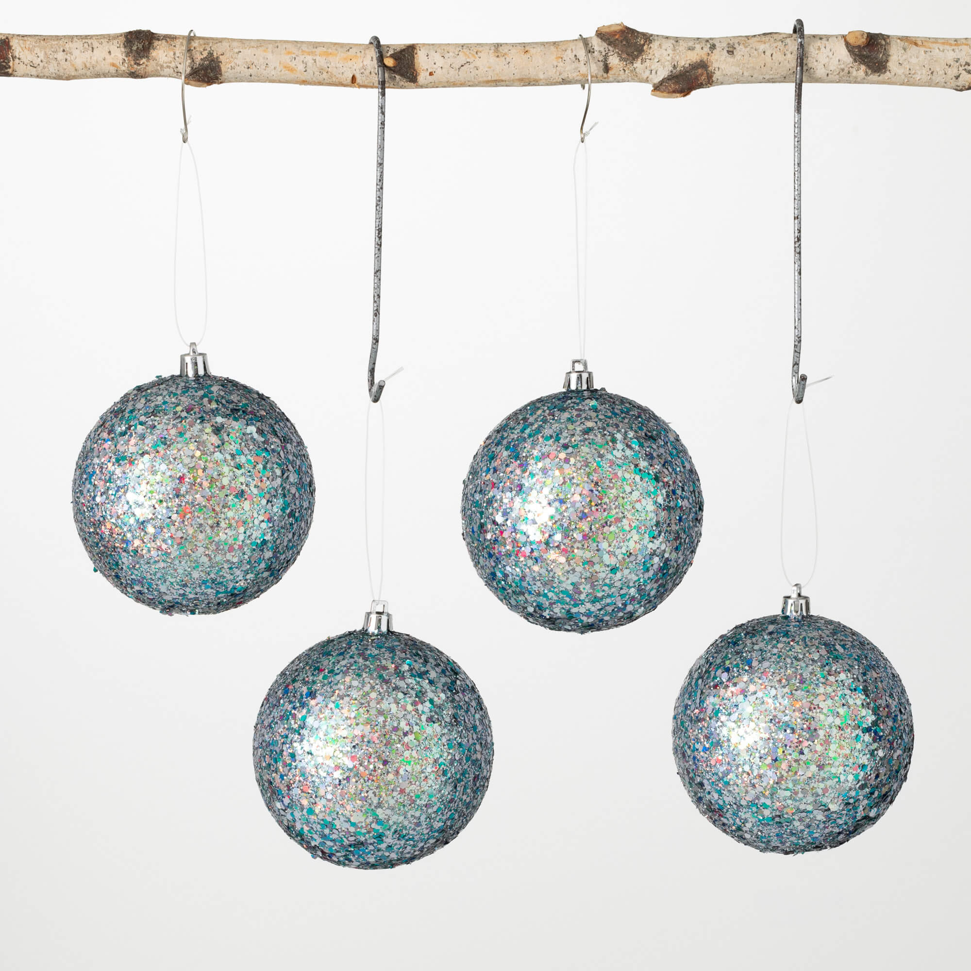 GLITTERED BLUE BALL ORNAMENT S