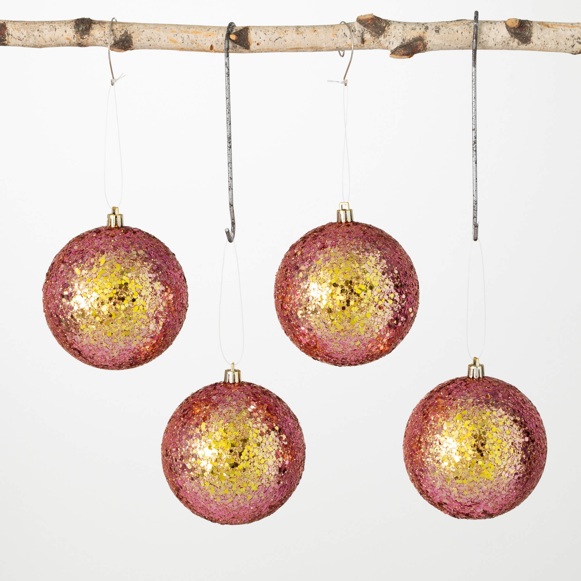 GLITTERED PINK BALL ORNAMENT S