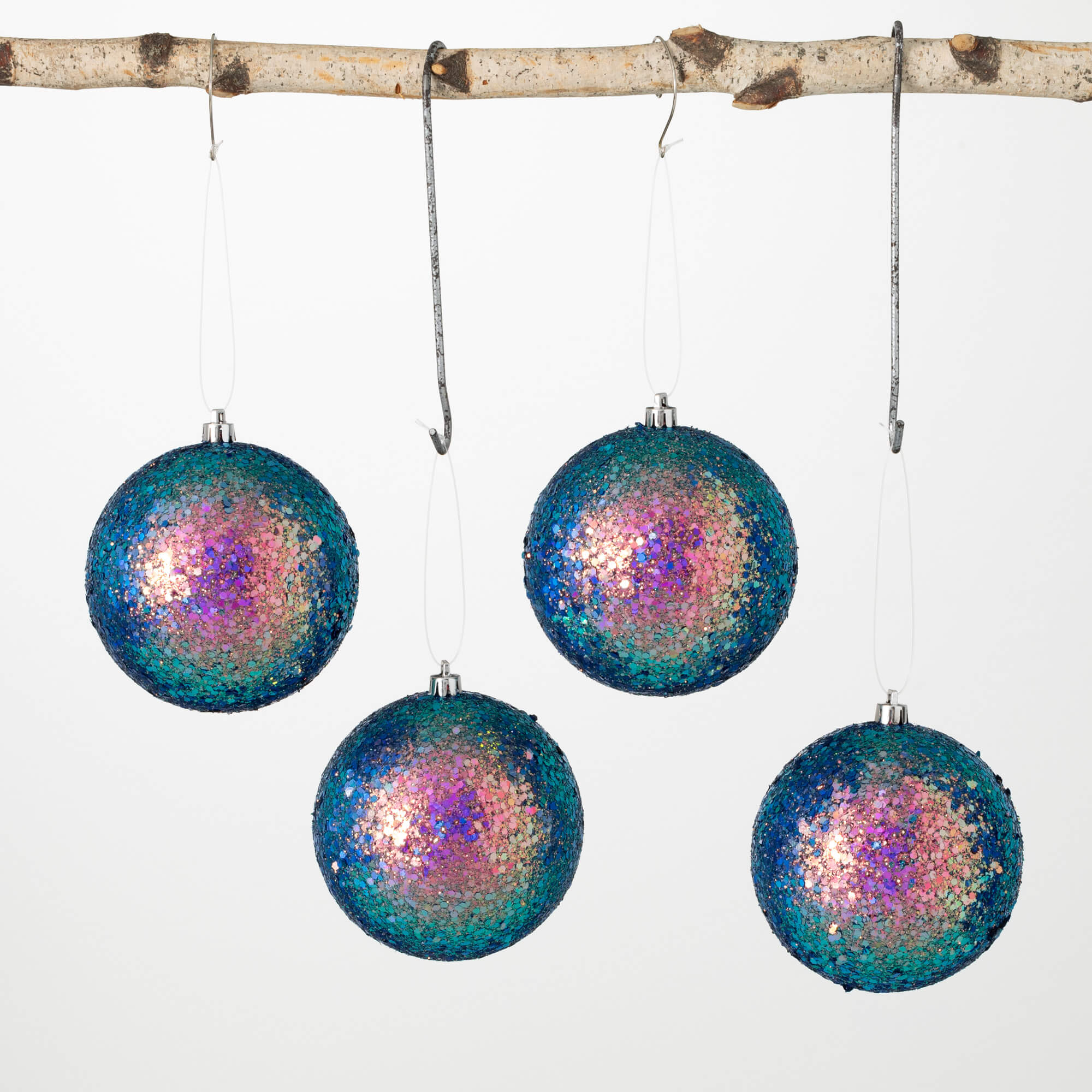 GLITTERED PLUM BALL ORNAMENT S