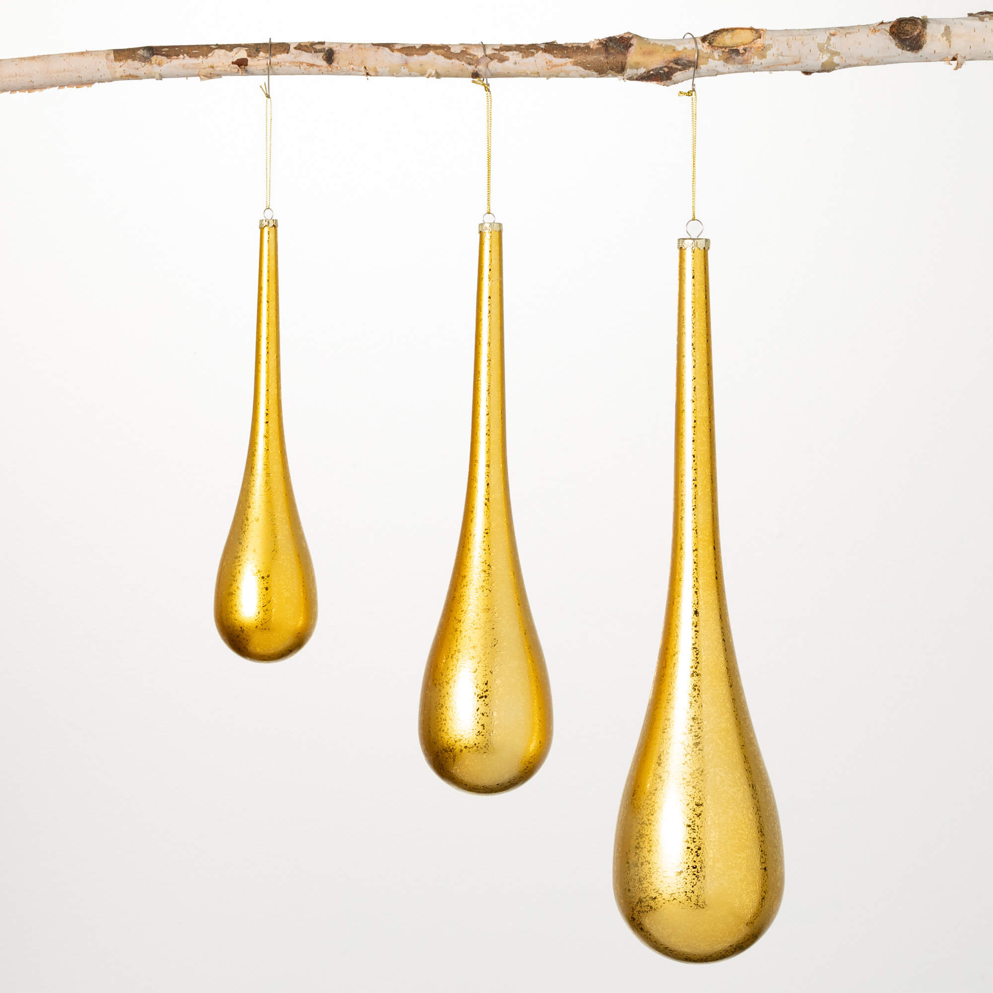 GOLD TEARDROP ORNAMENT SET 3