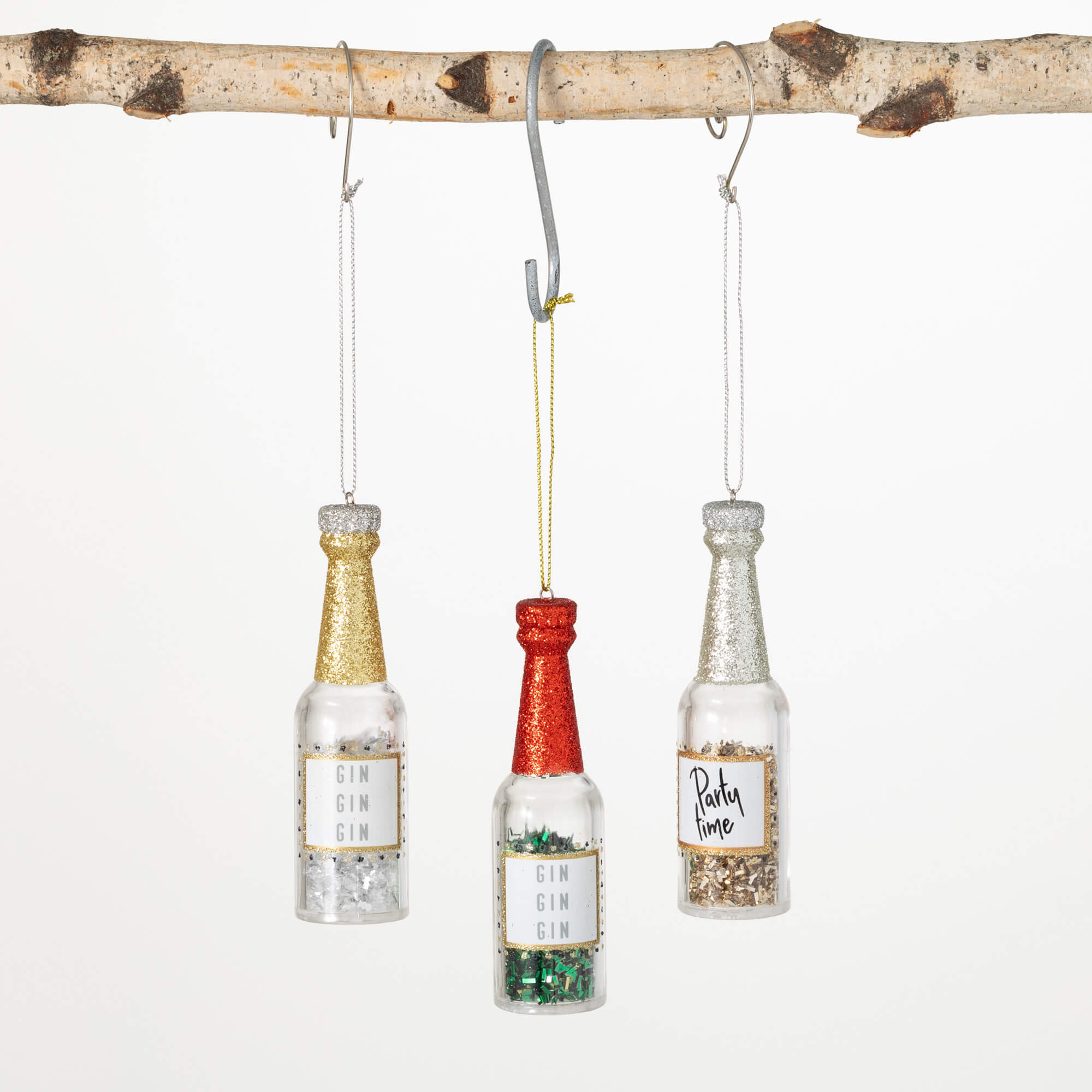 WINE BOTTLE GLASS ORNAMENT SET