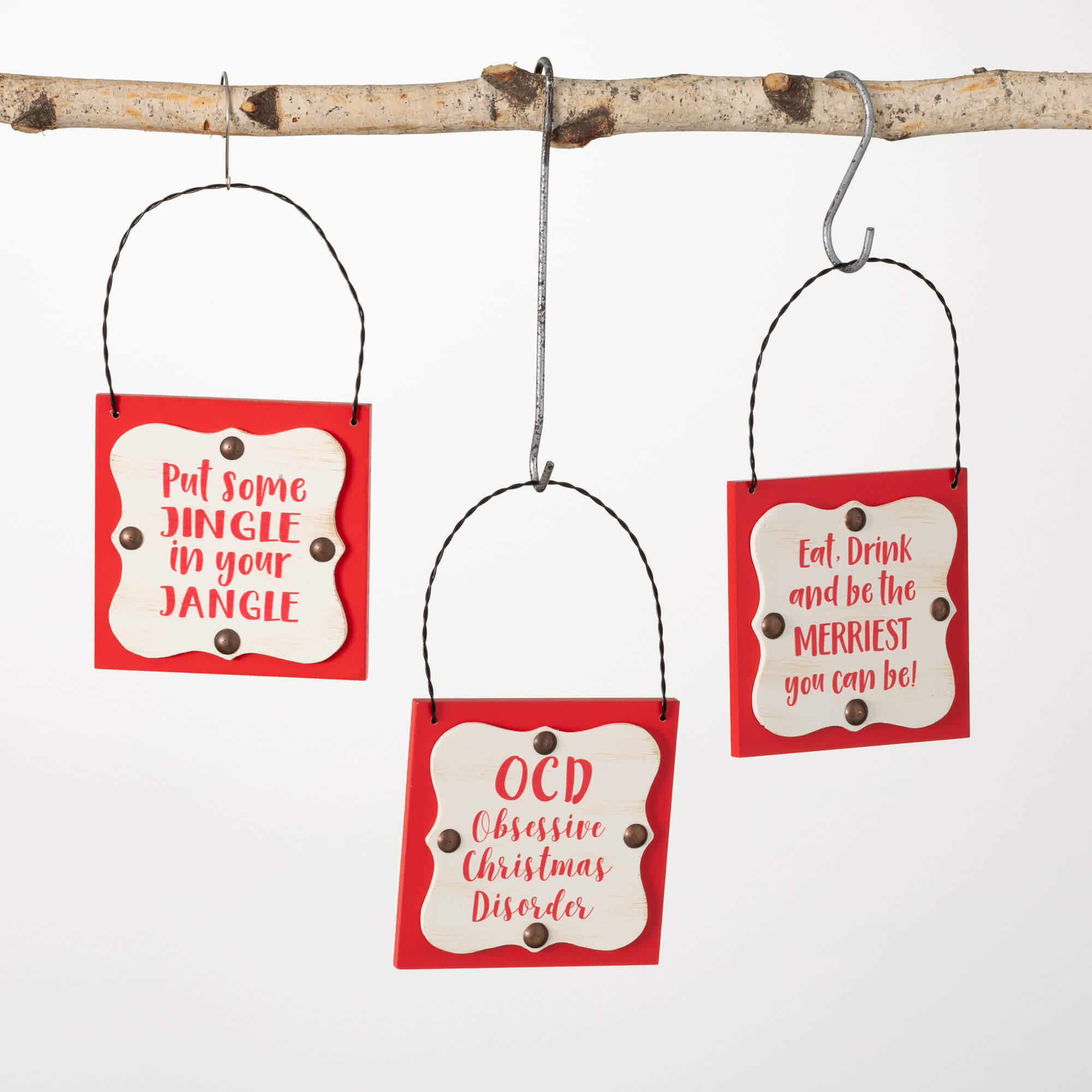 CHRISTMAS TEXT ORNAMENT SET 3