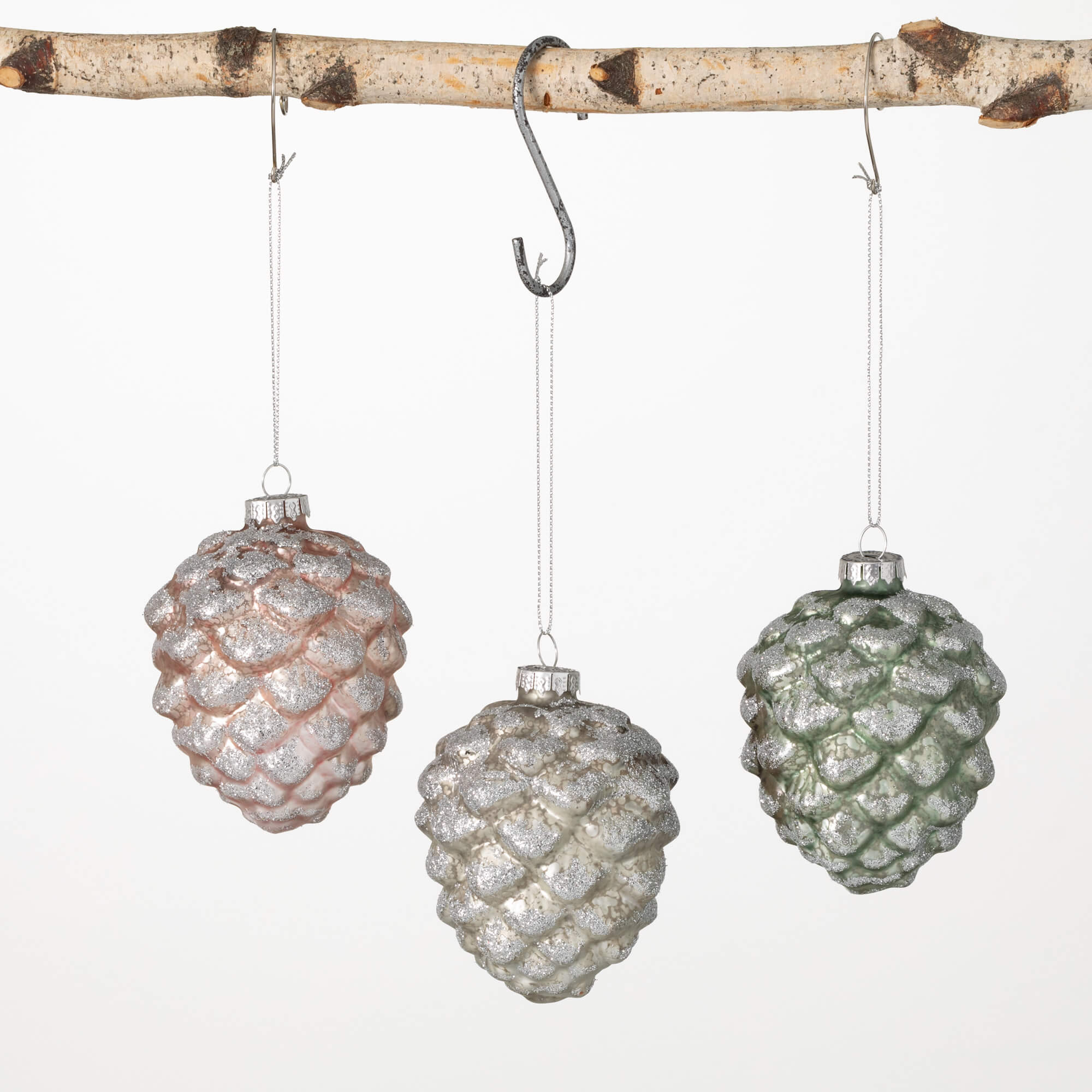 PASTEL PINECONE ORNAMENT SET 3