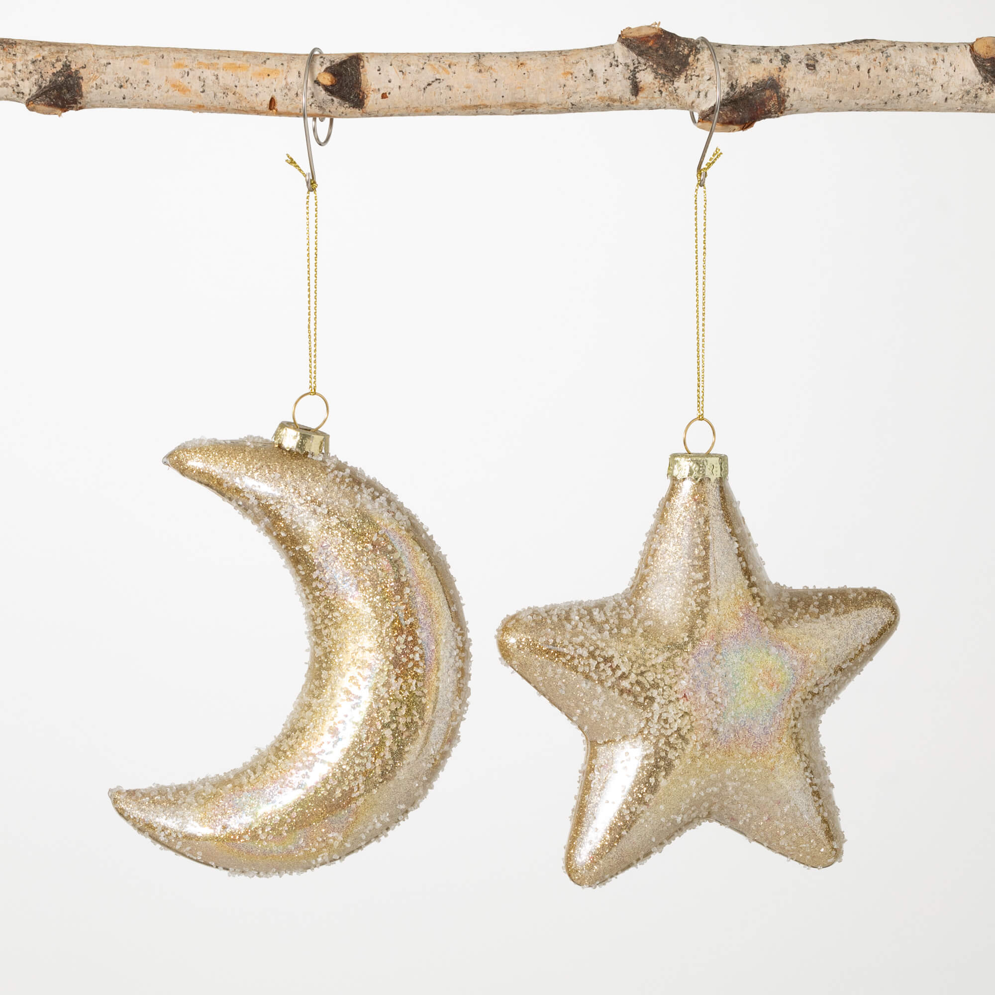 GOLD STAR MOON GLASS ORNAMENT