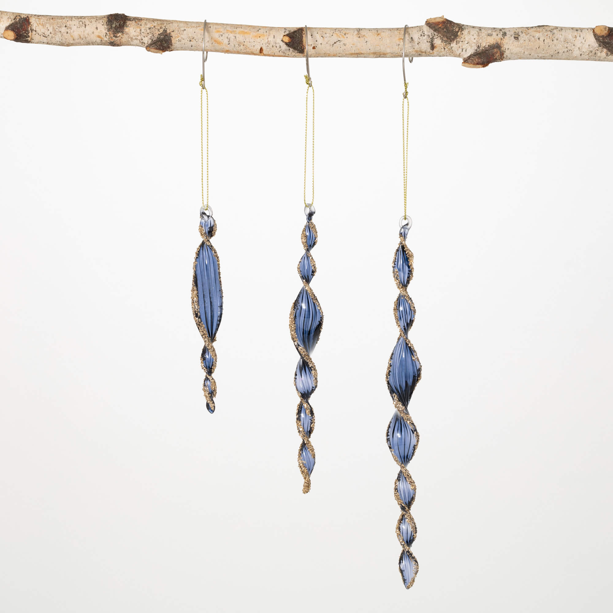 BLUE TWIST ICICLE ORNAMENT SET