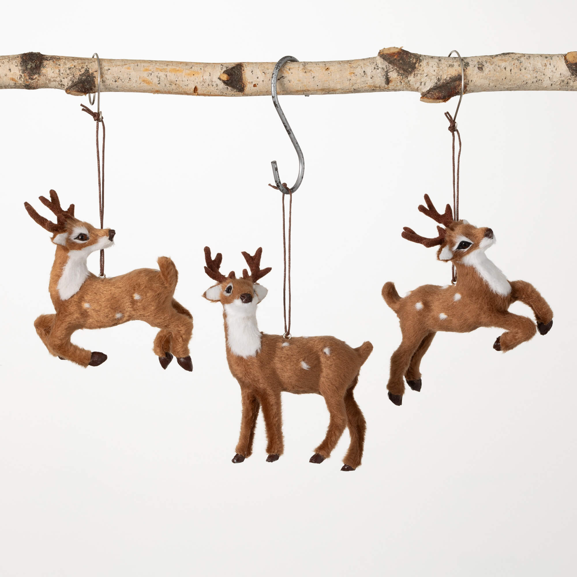 FURRY DEER ORNAMENT SET 3