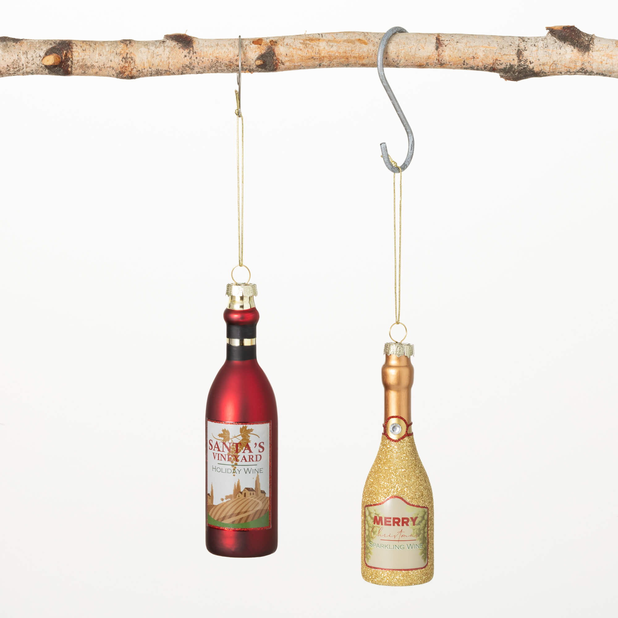 WINE BOTTLE ORNAMENT SET OF 2