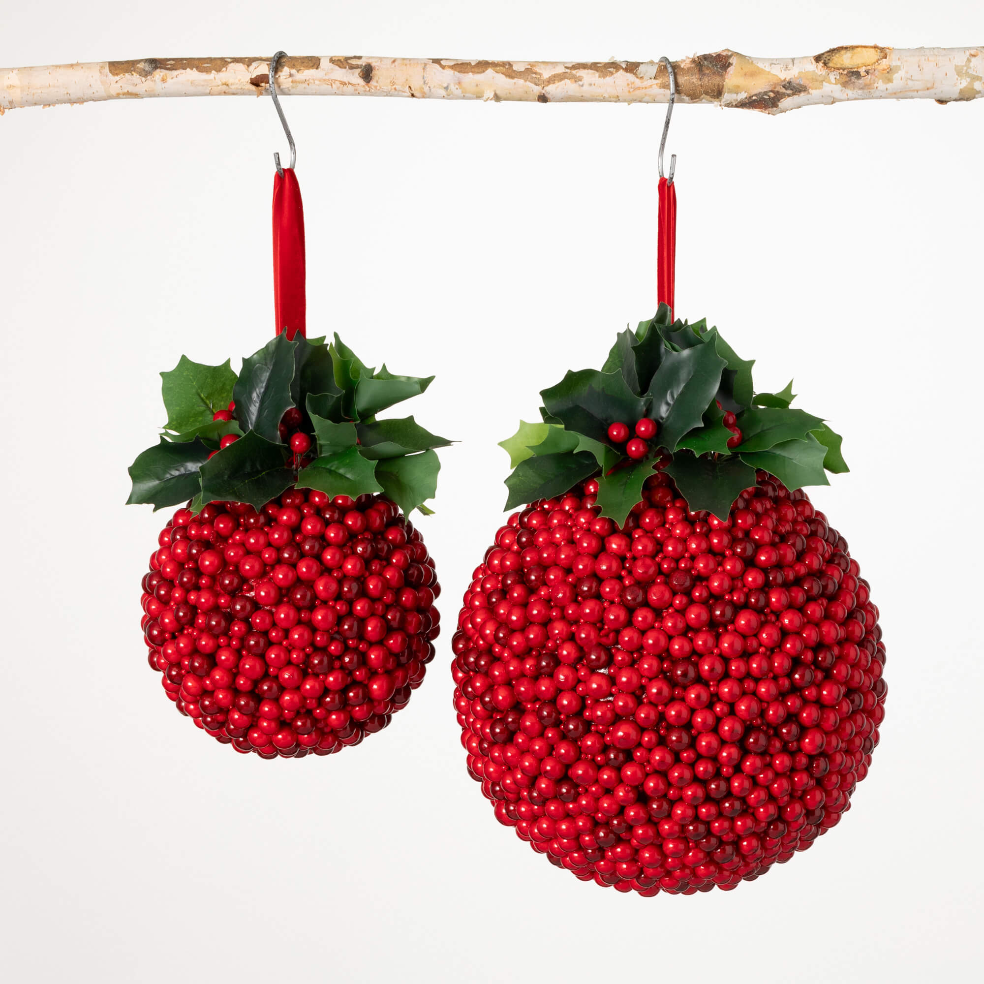 RED BERRY BALL ORNAMENT SET 2