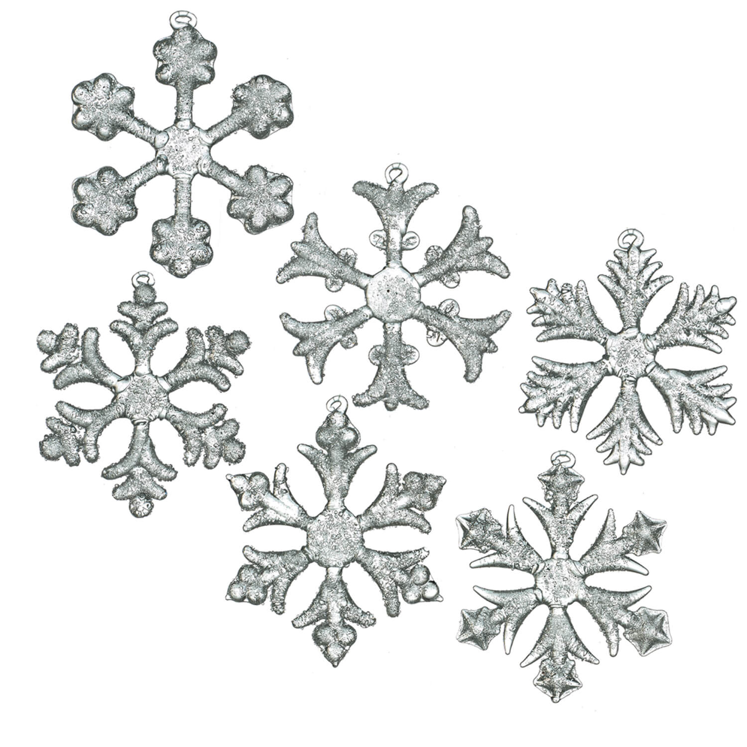 ICED SNOWFLAKE ORNAMENT 6 ASST