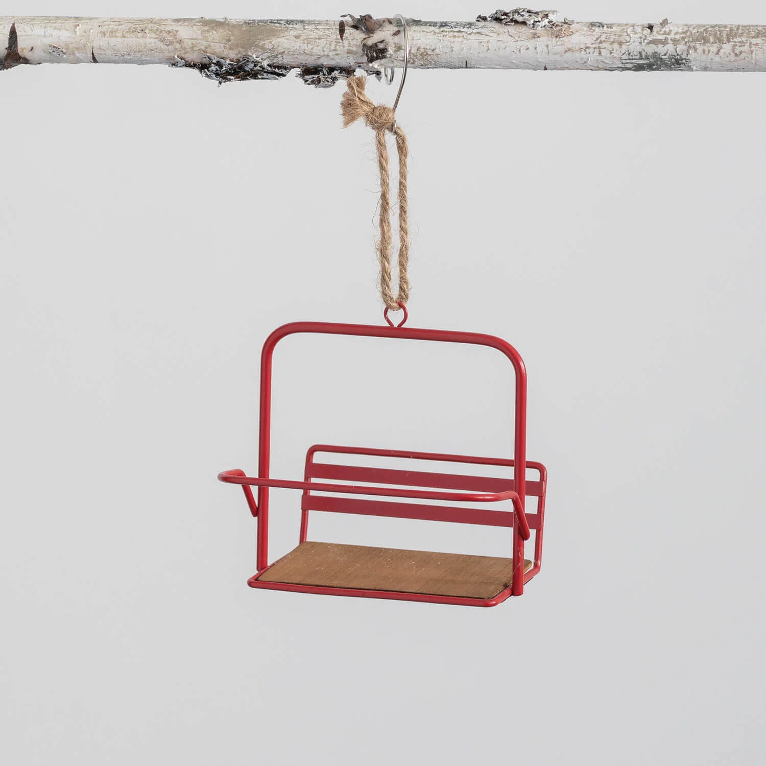 RED METAL SKI LIFT ORNAMENT