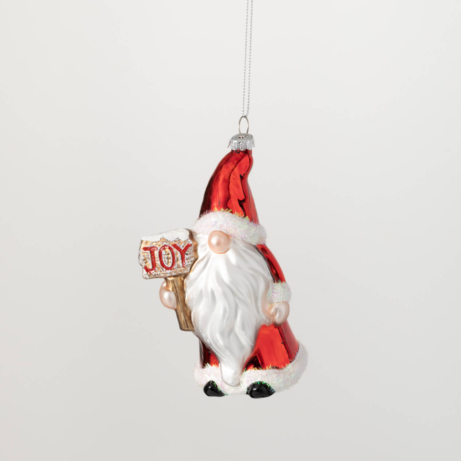 GLASS GNOME SANTA ORNAMENT