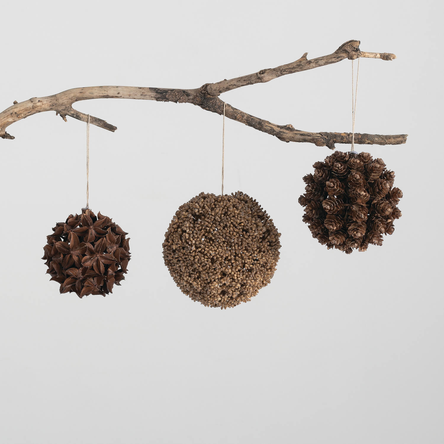 HANGING PINECONE ORB SET OF 3