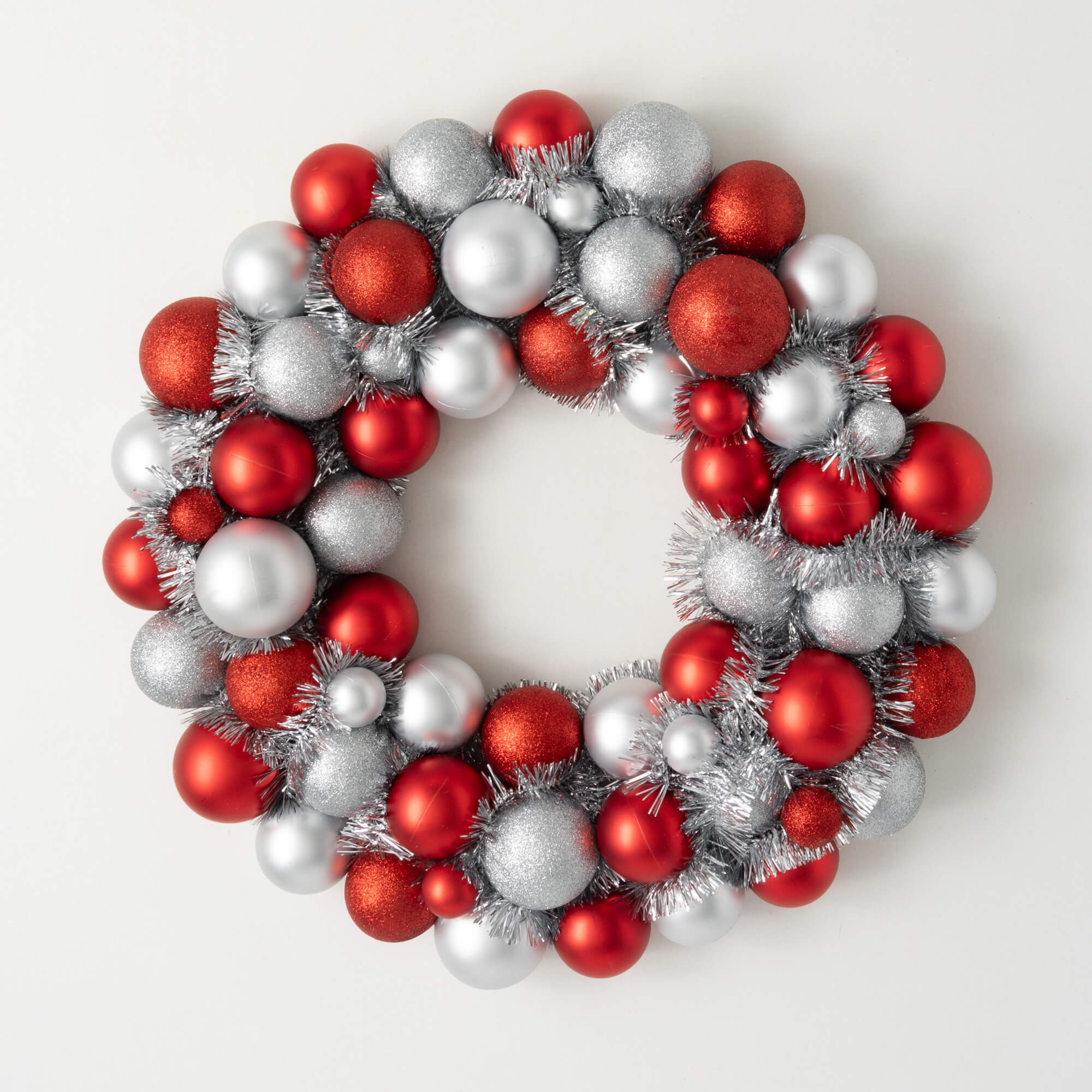 RED SILVER SHATTERPROOF WREATH