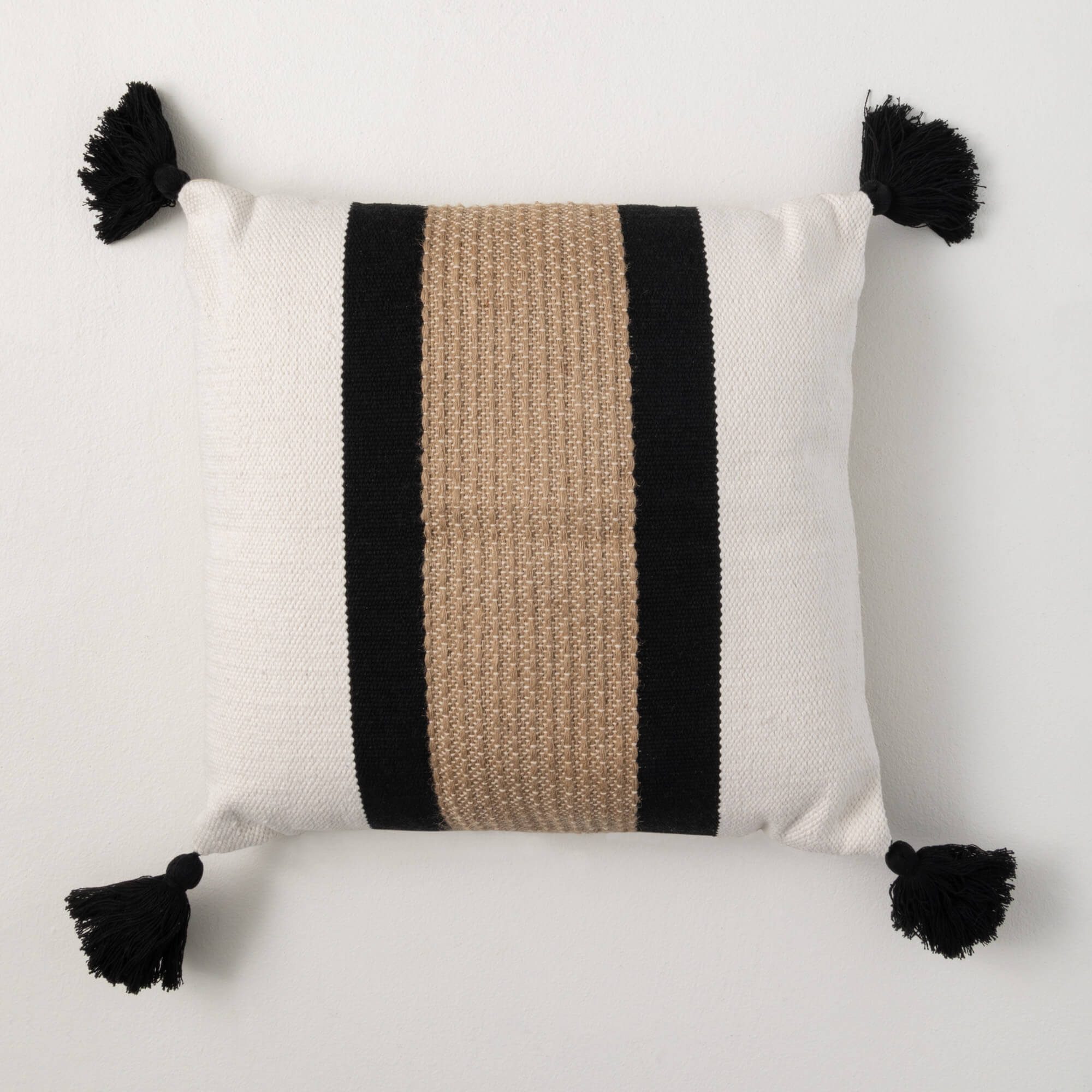 STRIPE SQUARE TASSELED PILLOW