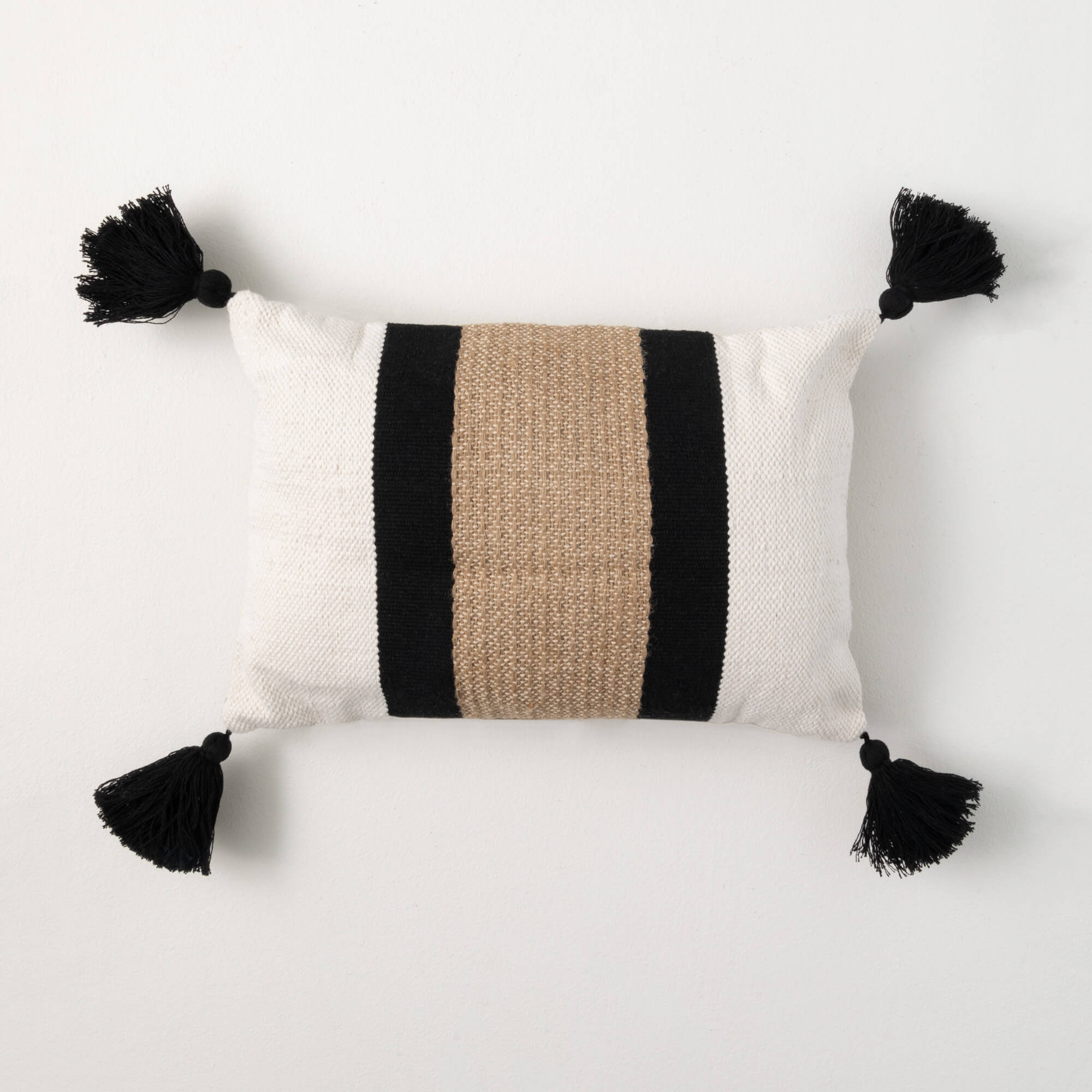 STRIPE BOLSTER TASSELED PILLOW