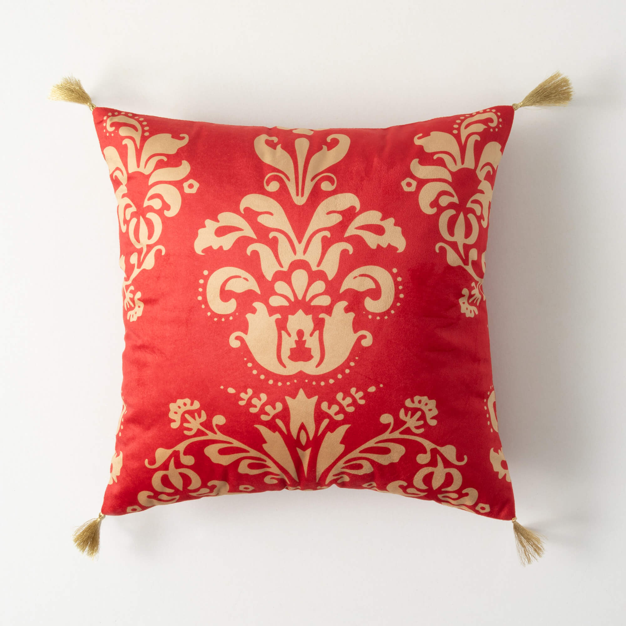 RED DAMASK THROW PILLOW