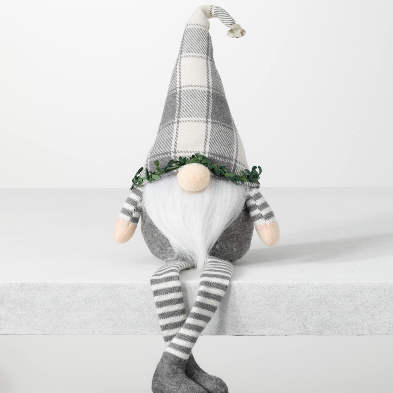 GRAY PLAID PLUSH GNOME FIGURE