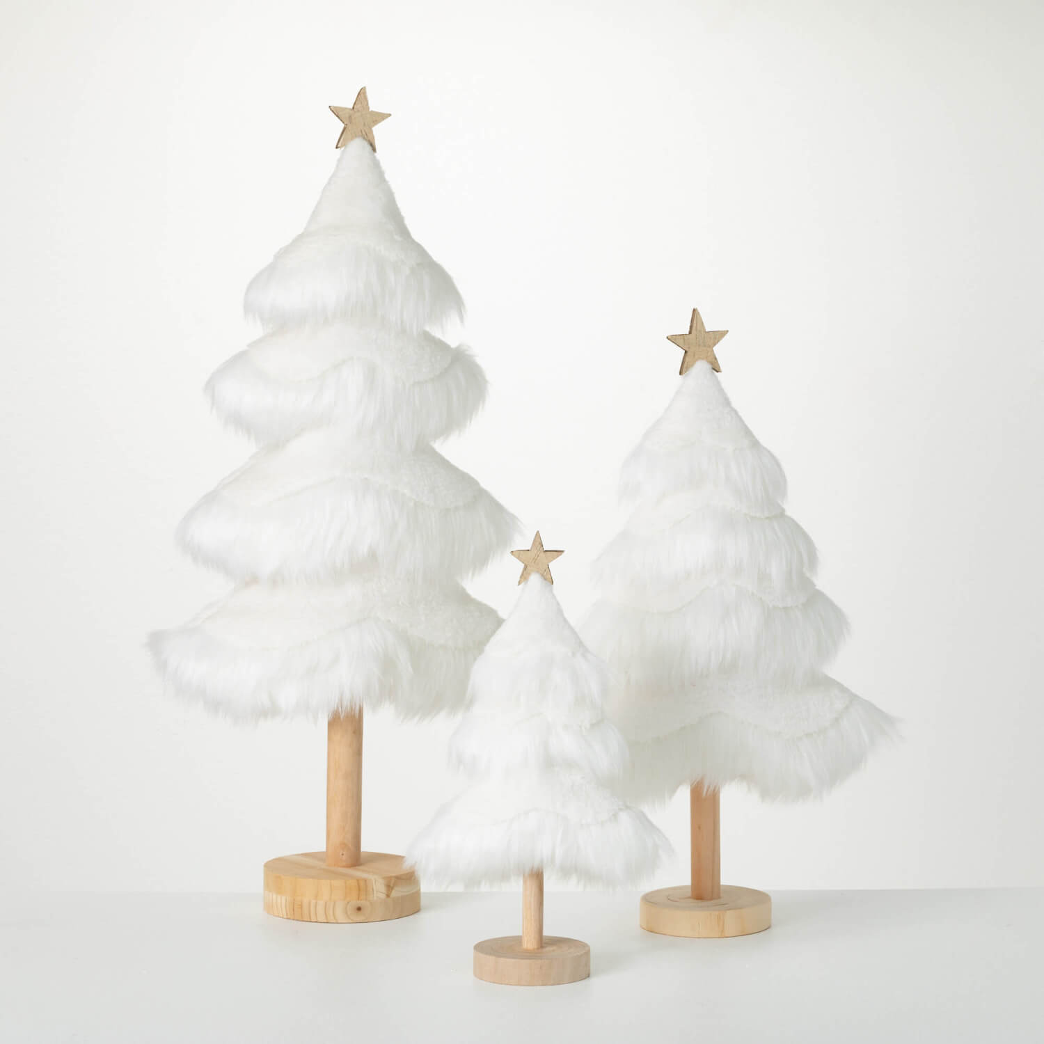 FAUX FUR TABLETOP TREE SET 3